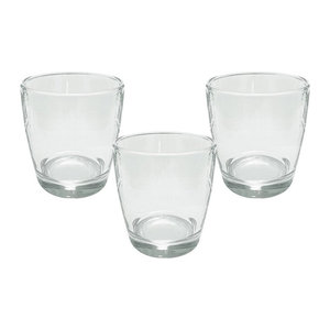3er Set Windlicht aus Glas in Transparent für Teelichter und Stumpenkerzen, Durchmesser: 11,5 cm