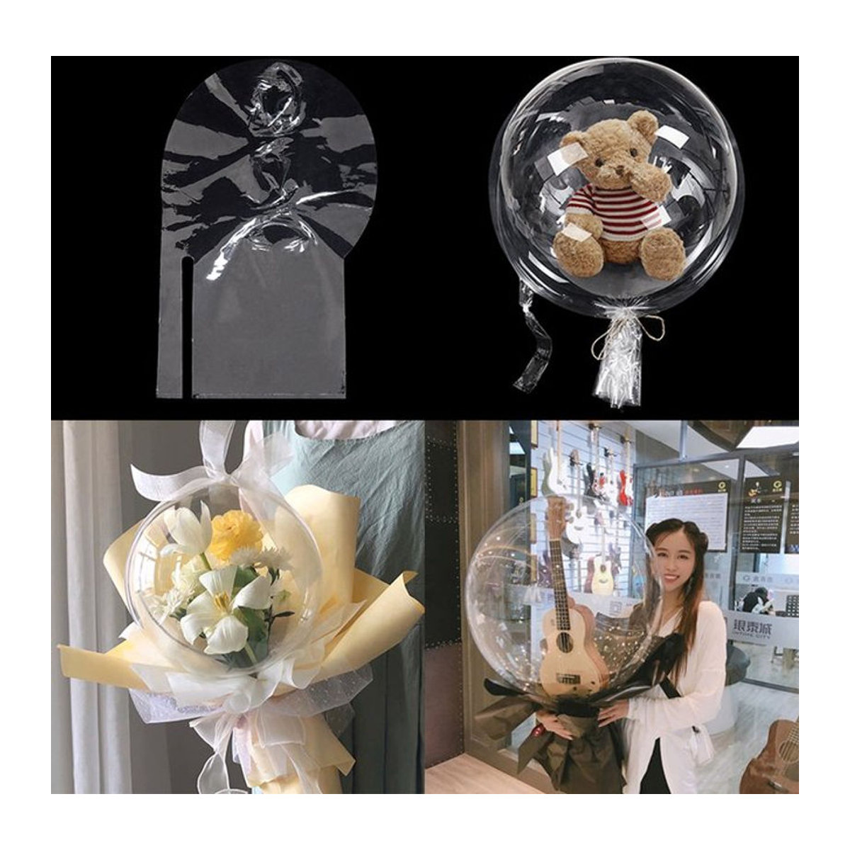 3er Set YONGSNOW Transparentes Bobo Ballon Geschenkpapier im Bohemian Stil für Blumensträuße und Dekorationen - Bild 1