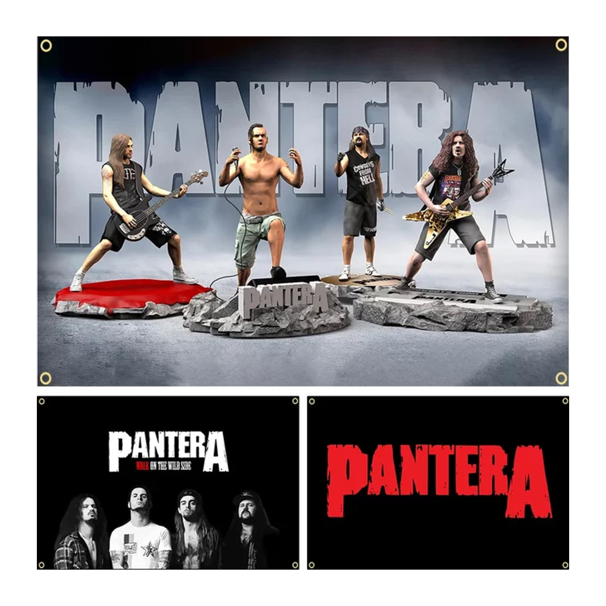 3Jflag Panteras Music Band Flagge Wandteppich in Blau und Schwarz, B: 150 cm, H: 90 cm - Bild 1