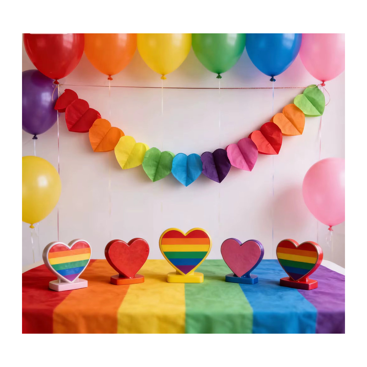 3M Regenbogen Herz-Girlande aus Papier für Geburtstag und Hochzeit, mehrfarbig (Rot, Orange, Gelb, Grün) - Bild 2