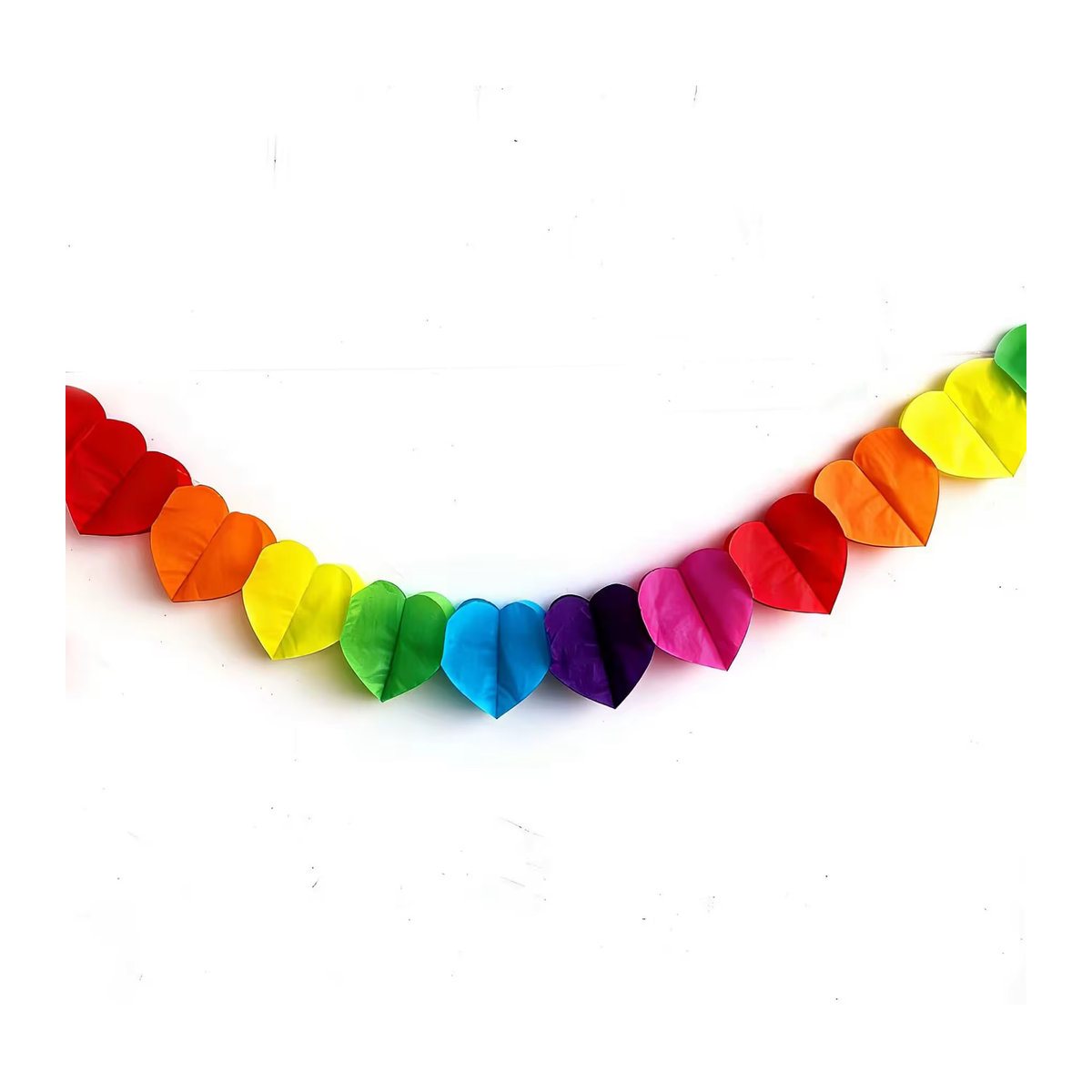 3M Regenbogen Herz-Girlande aus Papier für Geburtstag und Hochzeit, mehrfarbig (Rot, Orange, Gelb, Grün) - Bild 4