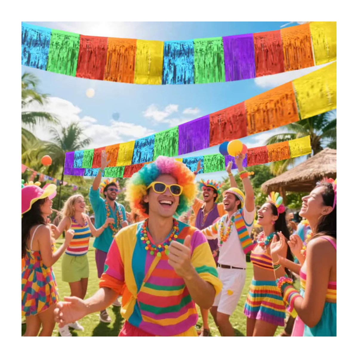 3M Regenbogenfolie Fransen Girlande aus Kunststoff in Mehrfarbig für Geburtstag und Party Dekoration - Bild 4