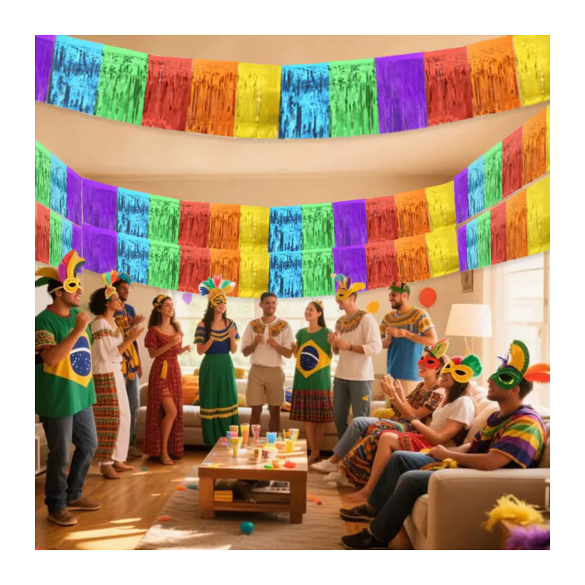 3M Regenbogenfolie Fransen Girlande aus Kunststoff in Mehrfarbig für Geburtstag und Party Dekoration - Bild 6