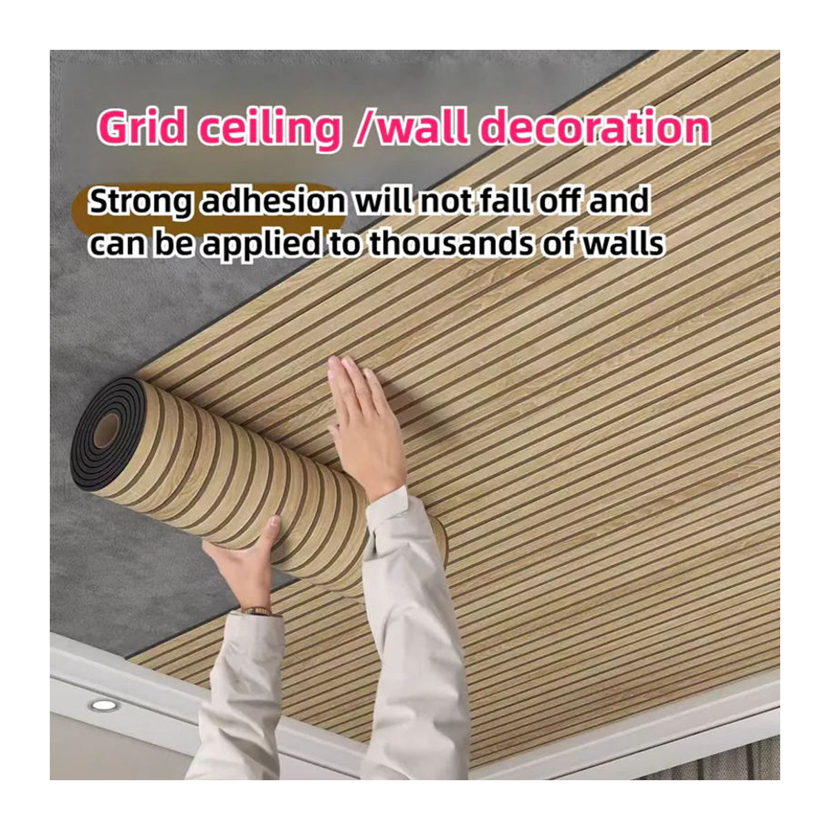 3M Selbstklebende 3D-Wandaufkleber in Braun mit geometrischem Gitter-Design und Holzoptik für moderne Wanddekorationen - Bild 3