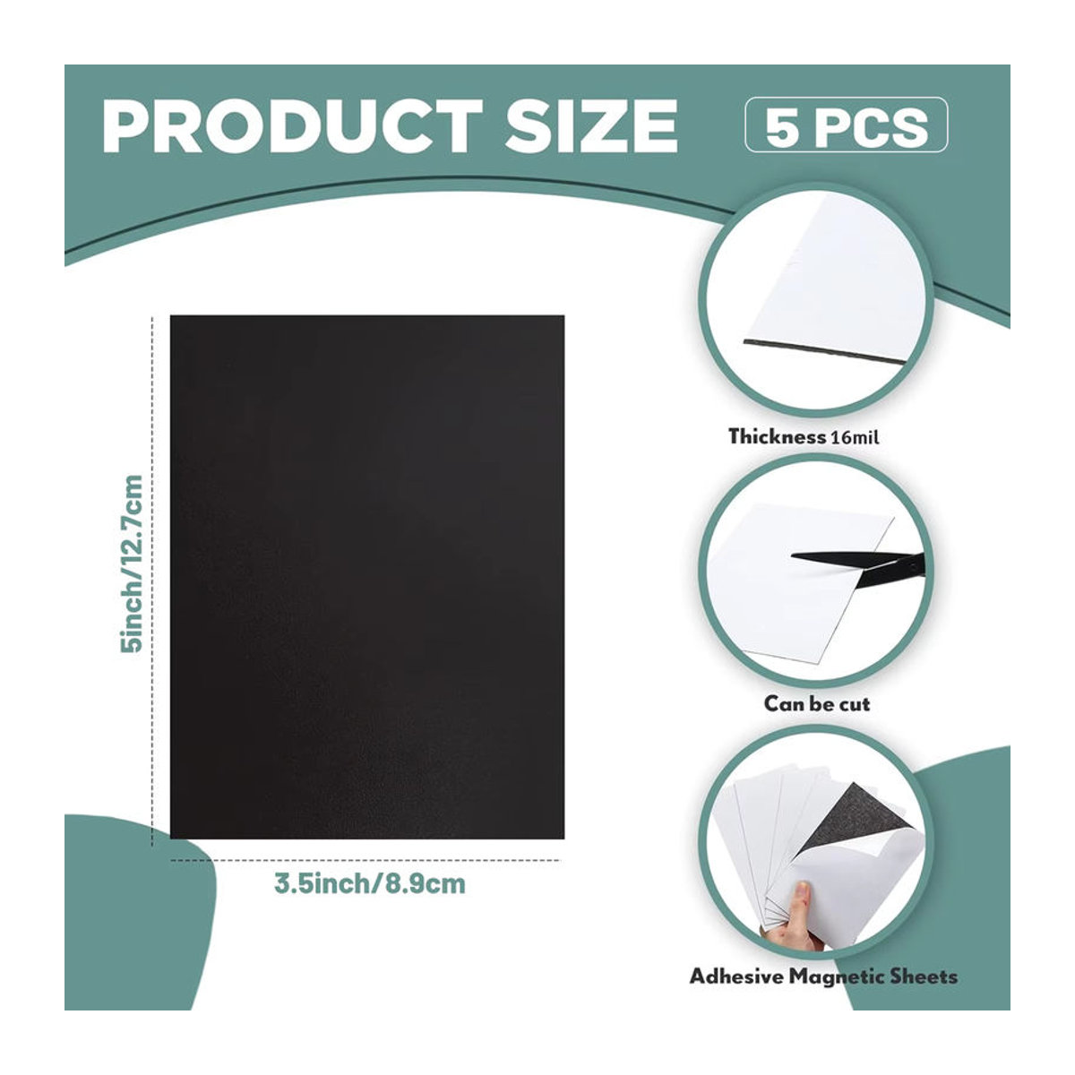3R Magnetische Klebefolien Weiß, Selbstklebendes Magnetpapier für Fotos, B: 8,9 cm, H: 12,7 cm - Bild 2