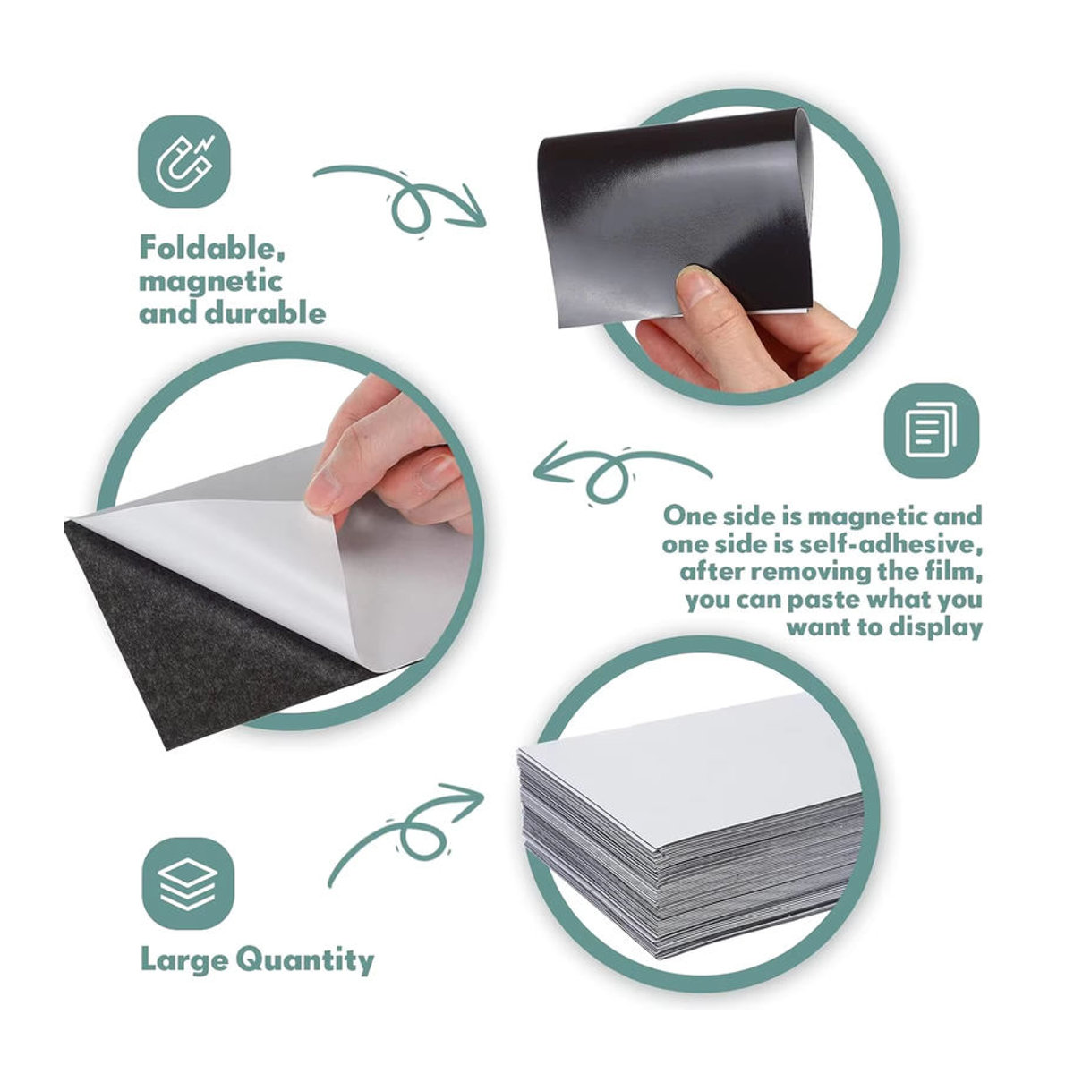 3R Magnetische Klebefolien Weiß, Selbstklebendes Magnetpapier für Fotos, B: 8,9 cm, H: 12,7 cm - Bild 4