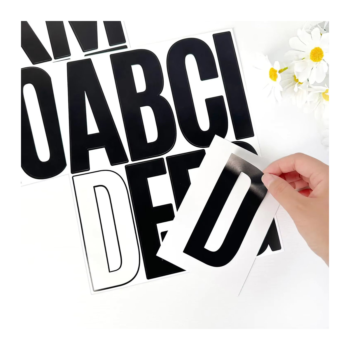 4 Blatt wasserfeste Alphabet-Buchstaben- und Zahlen-Aufkleber in Weiß und Schwarz, Größe: 12,7 cm - Bild 4