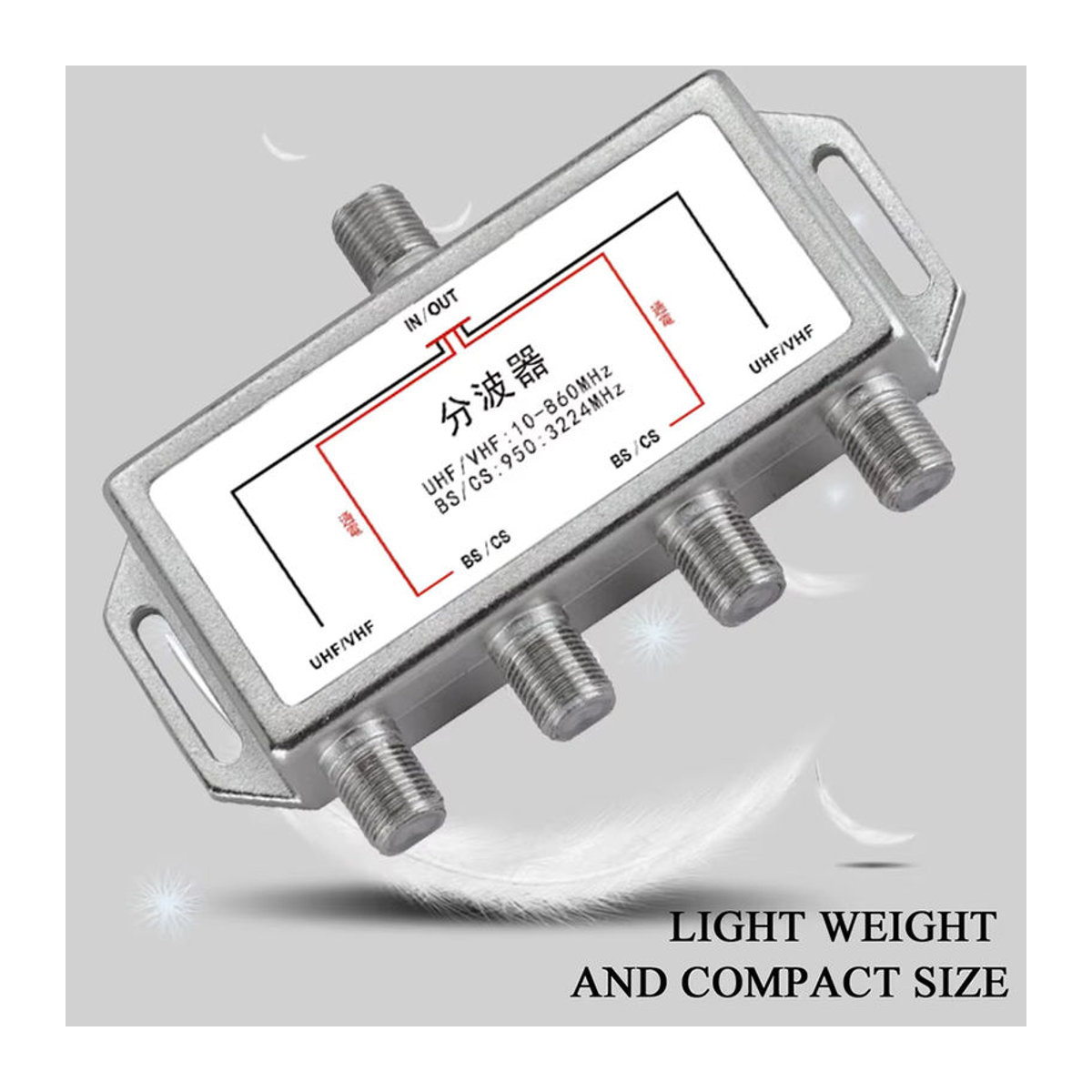 4 in 1 Satellite Splitter 10-3224 MHz TV Signal Kabel Mixer für 4K 8K SAT/ANT Diplexer in Alufarben - Bild 6