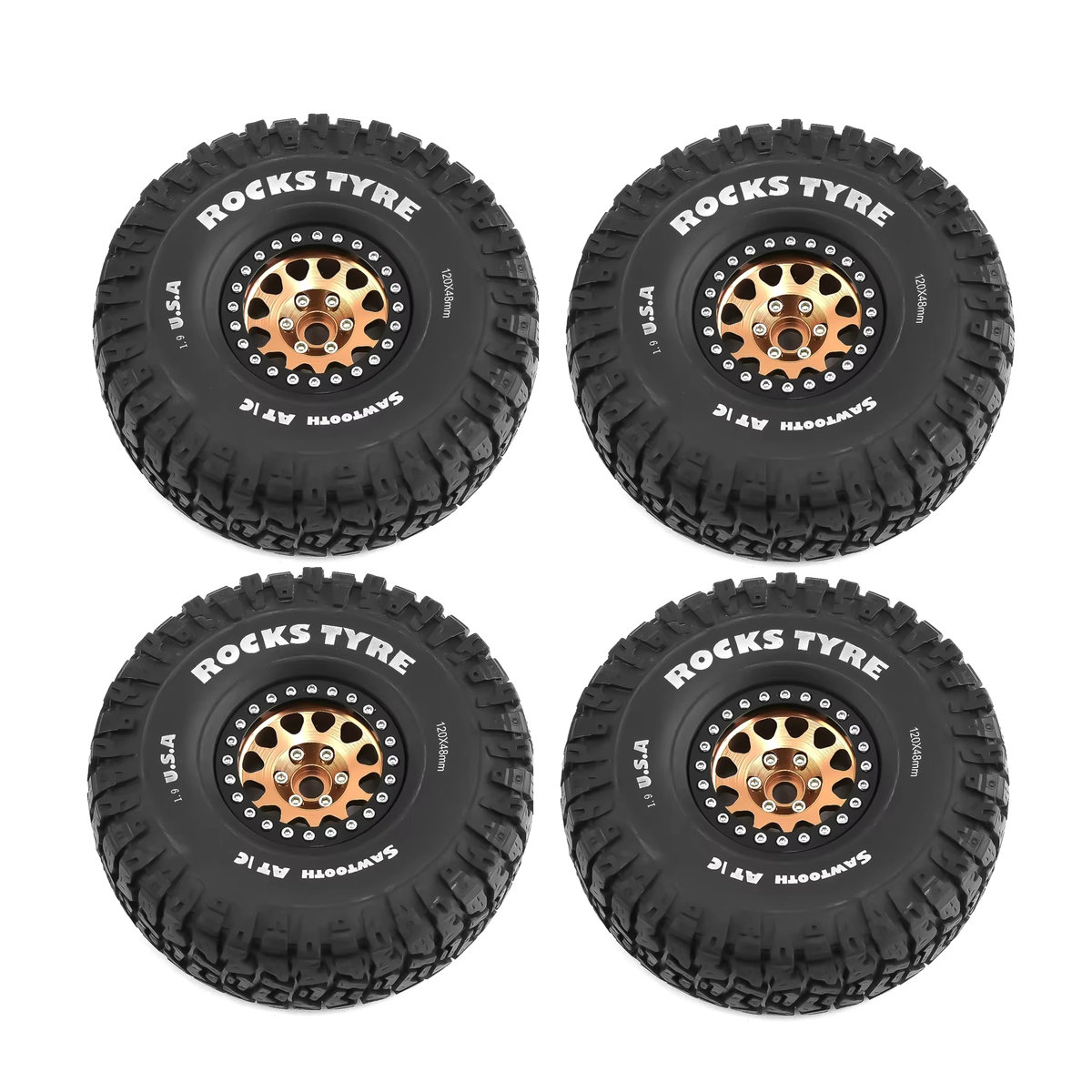 4 Stück Kletterreifen 120 mm 1,9 Zoll für TRX, SCX10 und D90 im Maßstab 1:10, Orange/Schwarz - Bild 5