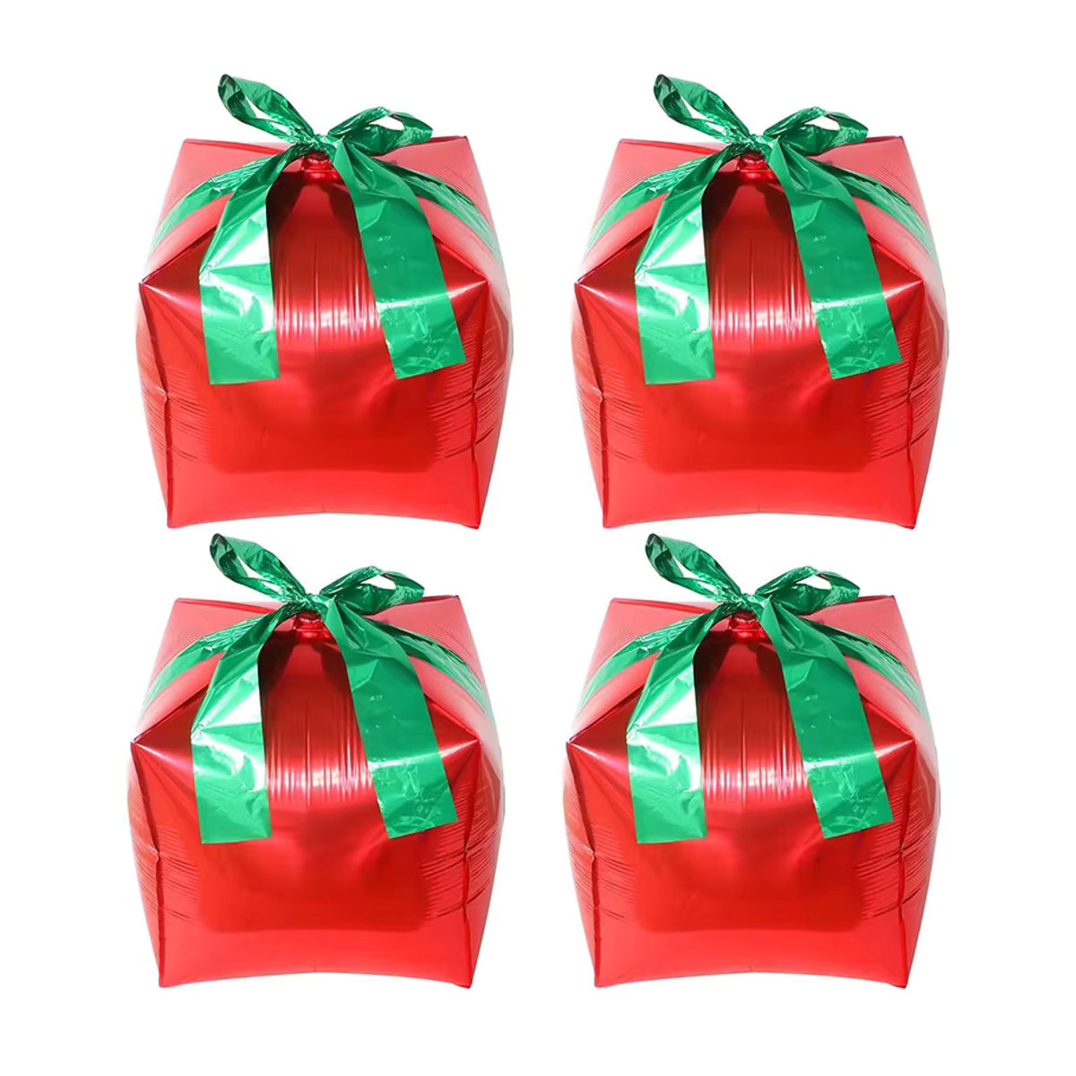 4 Stück LQVYI Weihnachts-Folienballons in Geschenkbox-Optik, 22 Zoll, Rot und Grün, quadratisch aus Kunststoff - Bild 3