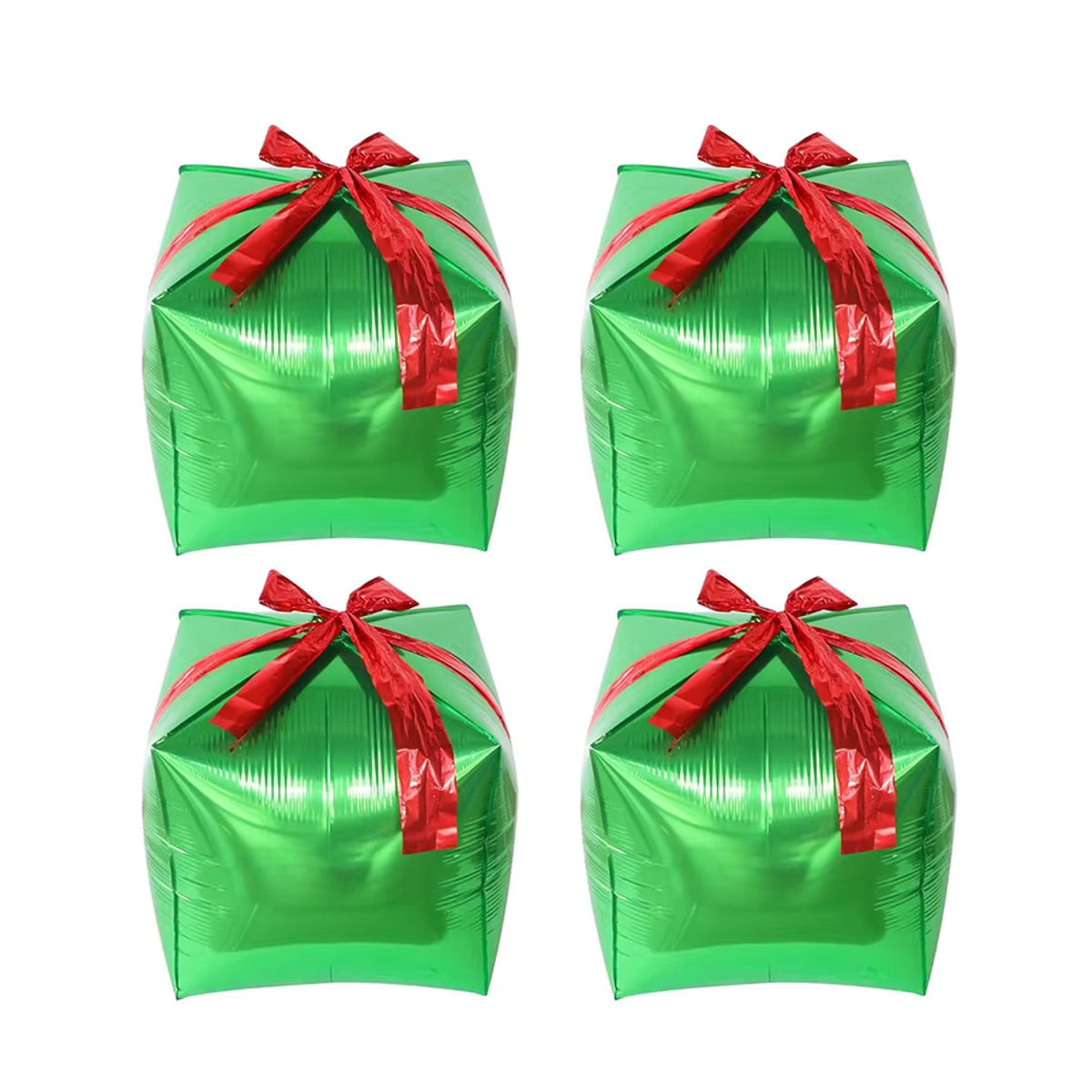 4 Stück LQVYI Weihnachts-Folienballons in Geschenkbox-Optik, 22 Zoll, Rot und Grün, quadratisch aus Kunststoff - Bild 4