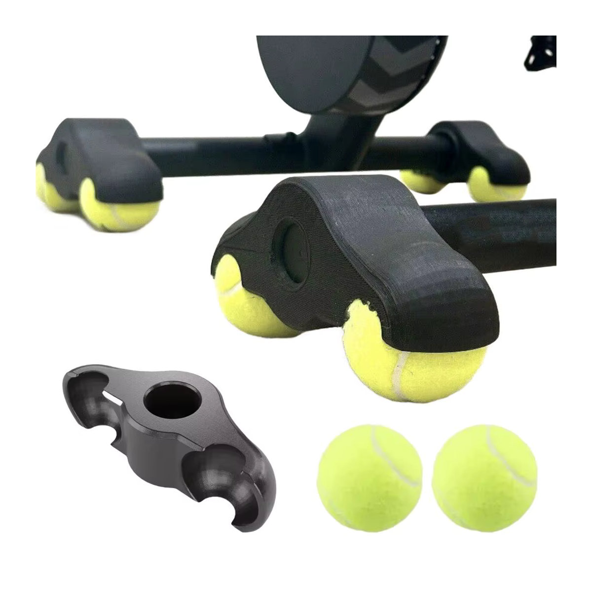 4 Stück Stoßdämpfende Tennisbälle als Fahrrad Fußpolster für Wahoo Kickr Core Fitness Bike in Gelb - Bild 3