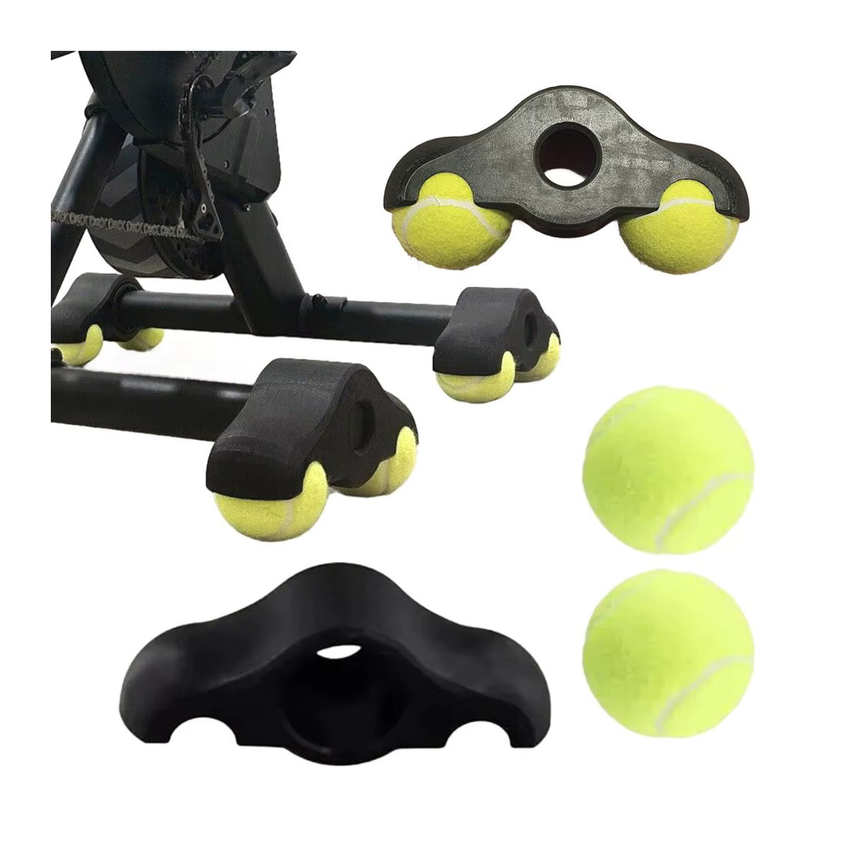 4 Stück Stoßdämpfende Tennisbälle als Fahrrad Fußpolster für Wahoo Kickr Core Fitness Bike in Gelb - Bild 5