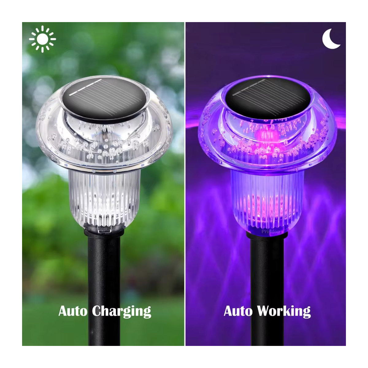 4 Stück Swiatla Solar-Wegeleuchten in Bunt, moderne LED-Pilz-Stabbeleuchtung für Garten, Rasen und Auffahrt - Bild 3