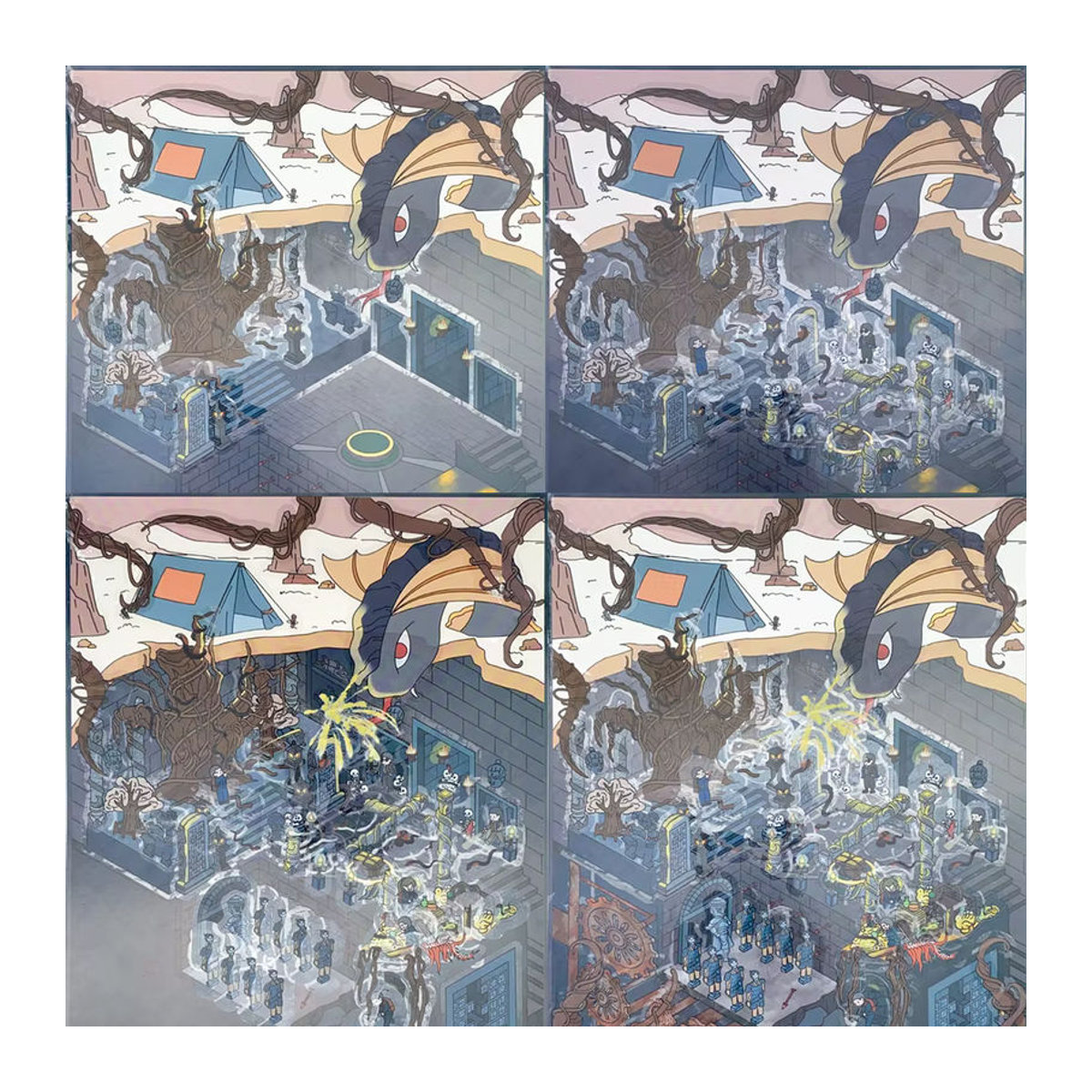 4 Stück The Lost Tomb Miniaturszenen 3D-Landschaftsbau PET-Aufkleber für DIY-Szenen in Mehrfarbig - Bild 2