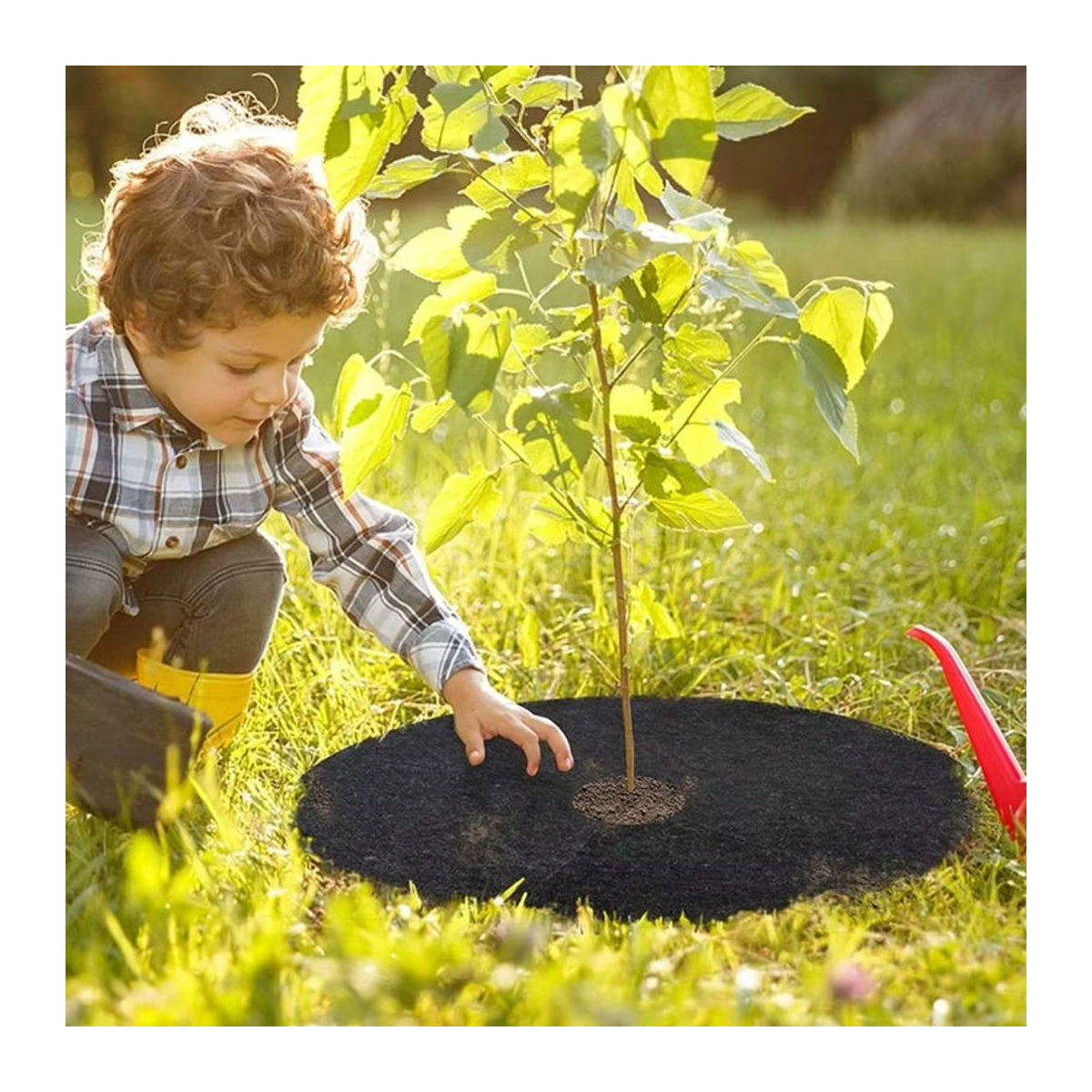 4 Stück Vlies Mulchringe als Unkraut Barriere und Pflanzenschutz in Schwarz, Durchmesser: 15 cm bis 42 cm - Bild 2