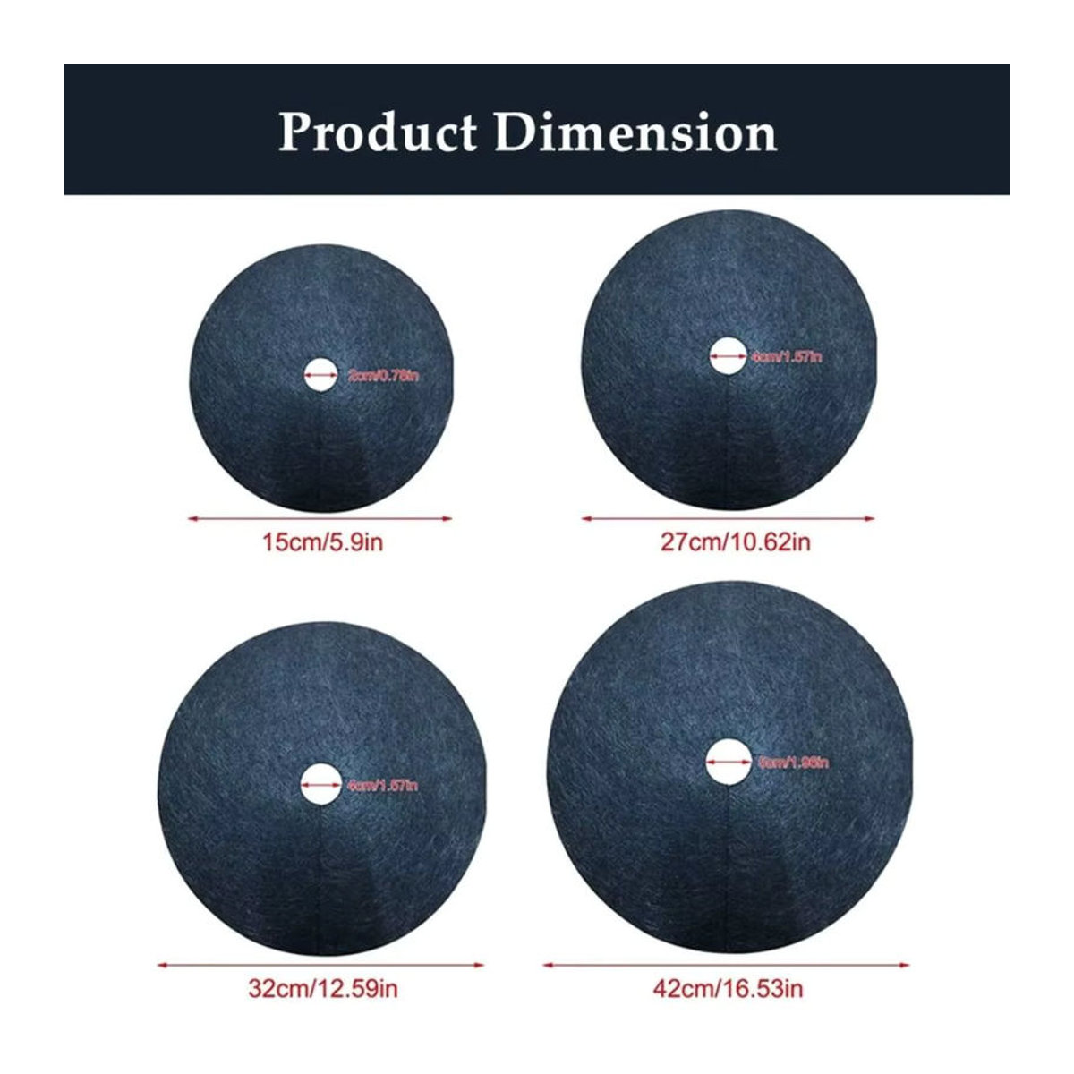 4 Stück Vlies Mulchringe als Unkraut Barriere und Pflanzenschutz in Schwarz, Durchmesser: 15 cm bis 42 cm - Bild 6