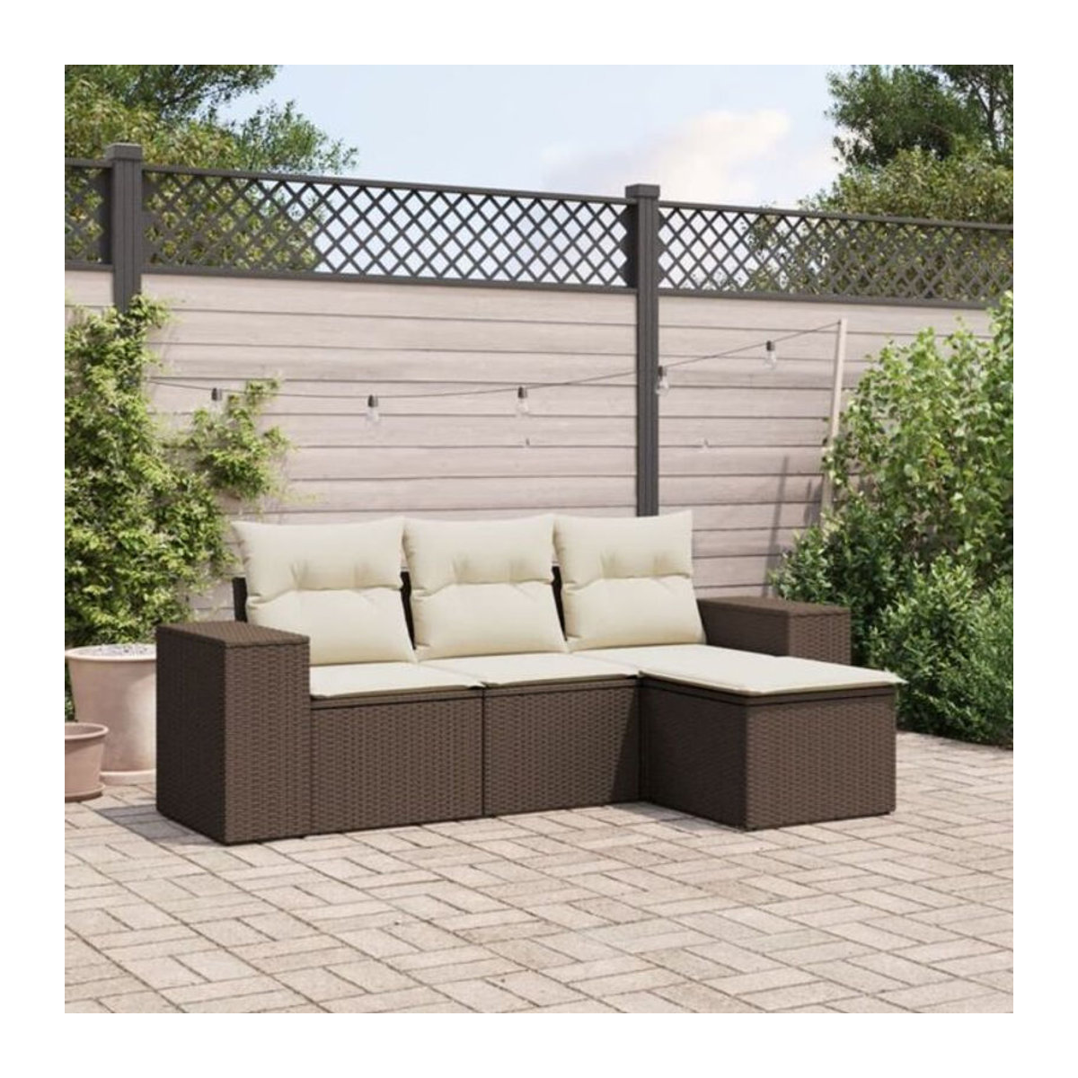 4-teilige Garten-Sofagarnitur aus Polyrattan mit Kissen in Braun von vidaxl - Bild 1
