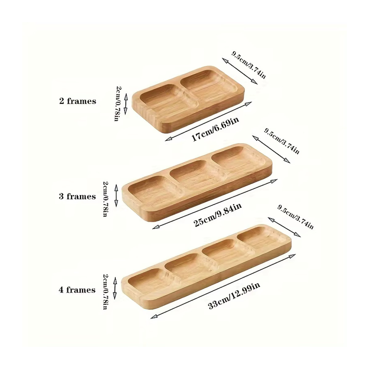 4-teiliges Bambus-Snack-Serviertablett in Braun für Nüsse, Obst und Süßigkeiten - Bild 4