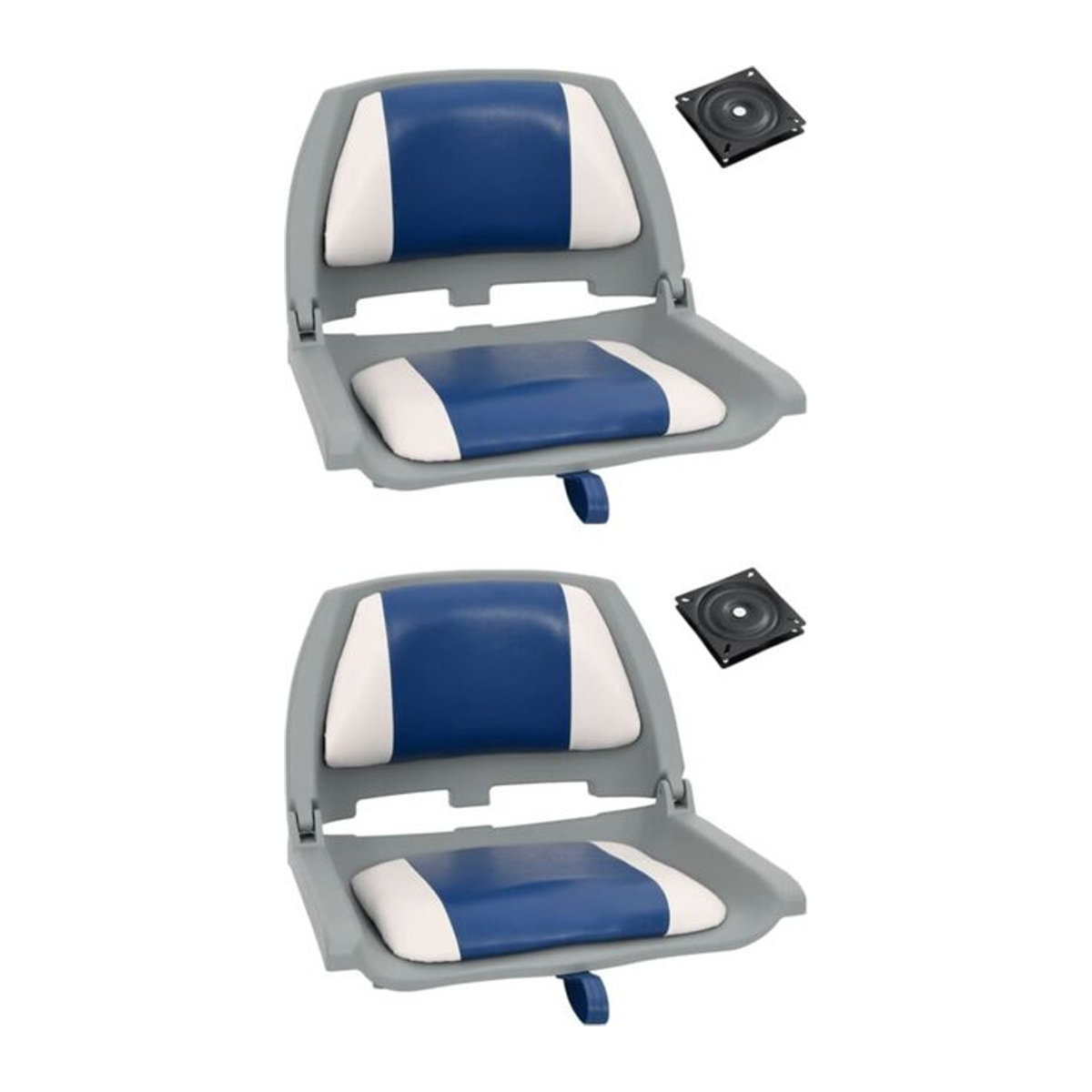 4-teiliges klappbares Bootssitz-Set mit Polsterung von vidaxl in Blau-Weiß-Grau - Bild 1