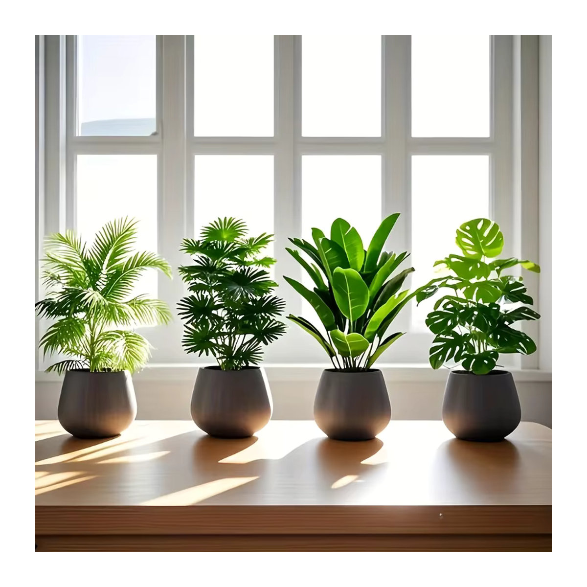 4-teiliges Set künstliche Palmenpflanzen in Grün für eine moderne Dekoration von Zuhause, Garten oder Büro - Bild 2