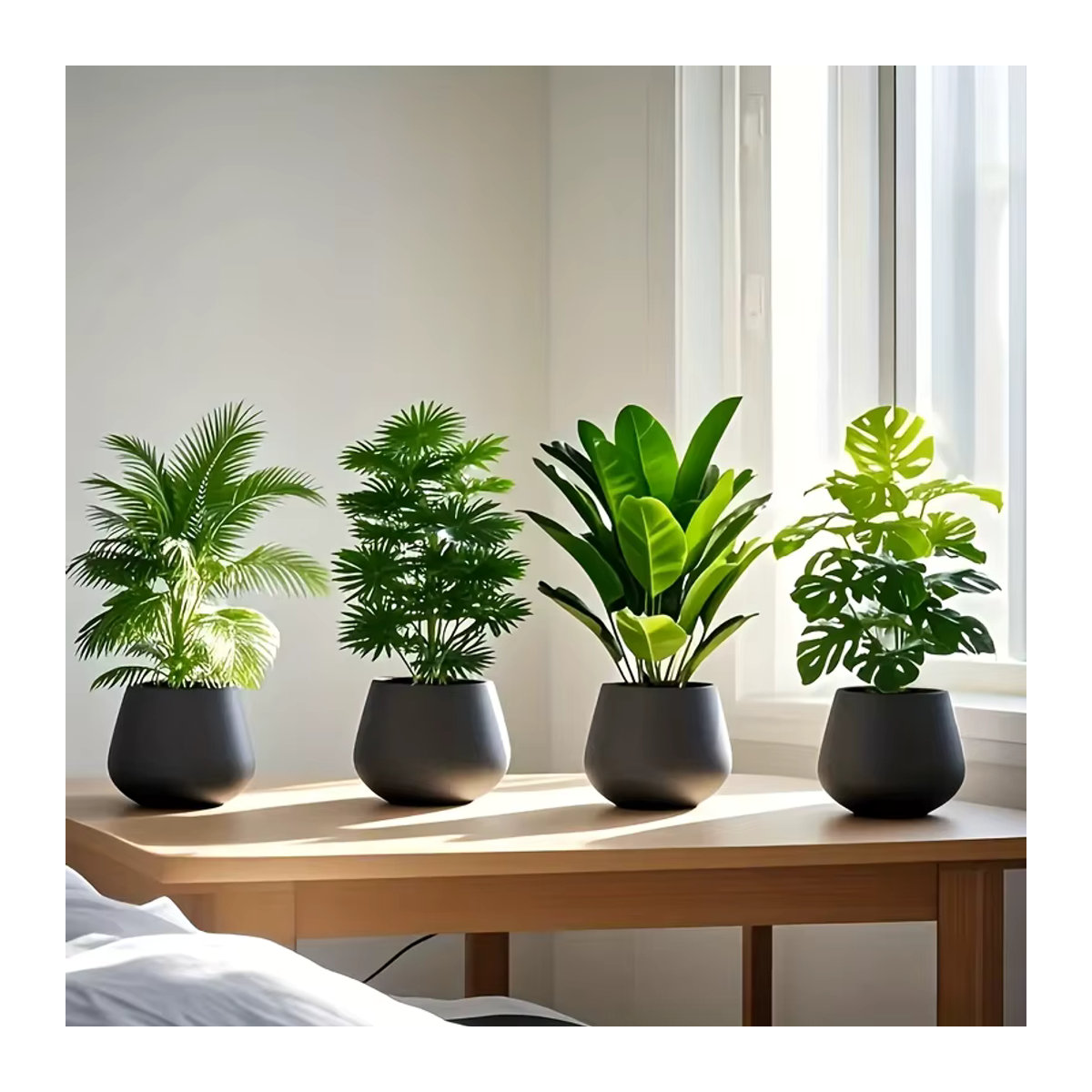 4-teiliges Set künstliche Palmenpflanzen in Grün für eine moderne Dekoration von Zuhause, Garten oder Büro - Bild 3