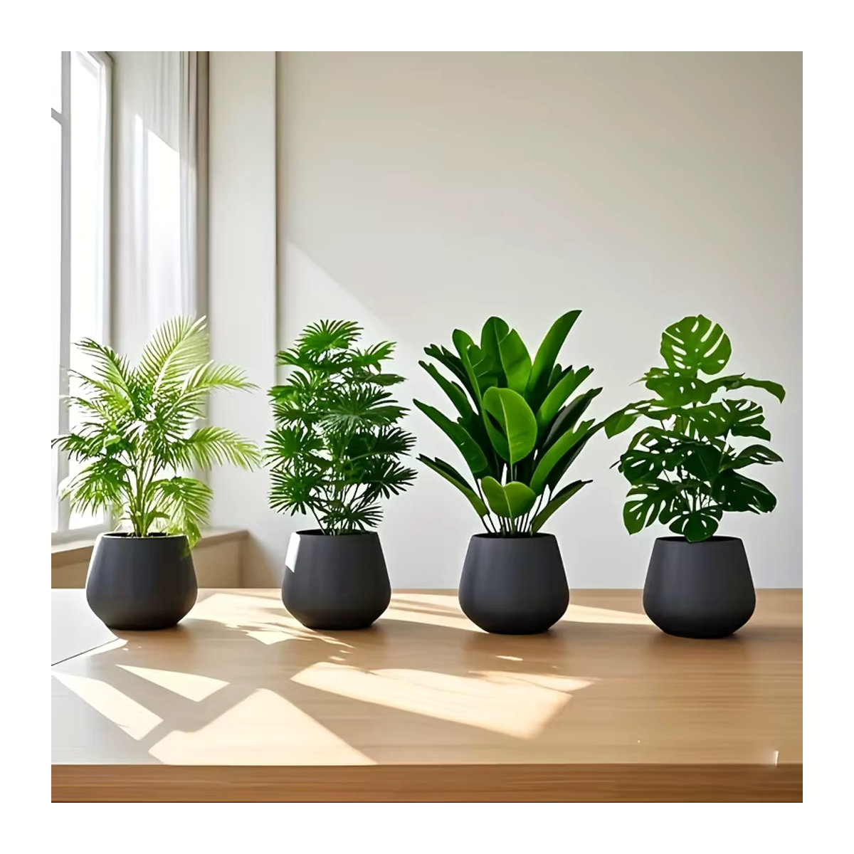 4-teiliges Set künstliche Palmenpflanzen in Grün für eine moderne Dekoration von Zuhause, Garten oder Büro - Bild 5