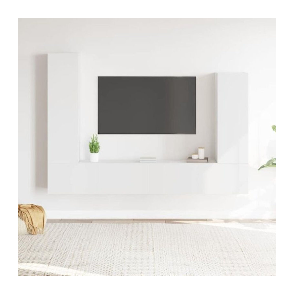4-teiliges TV-Schrank-Set Vidaxl in Weiß aus Holzwerkstoff im klassischen und minimalistischen Design - Bild 1