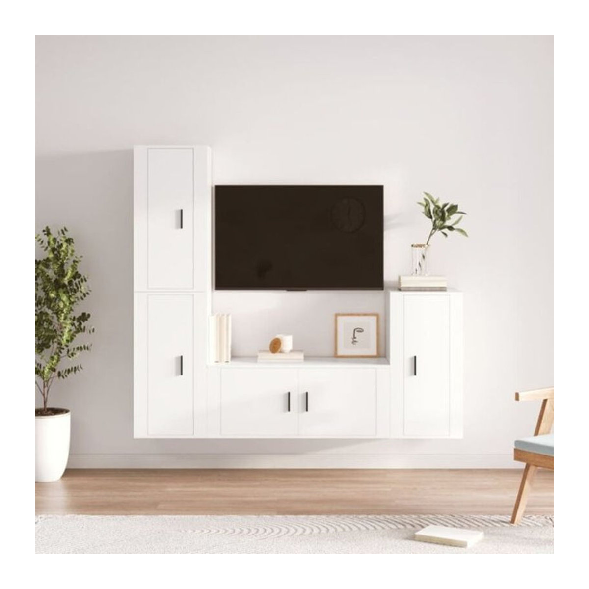 4-teiliges TV-Schrank-Set vidaxl in Weiß aus Holzwerkstoff im klassischen und minimalistischen Design - Bild 1
