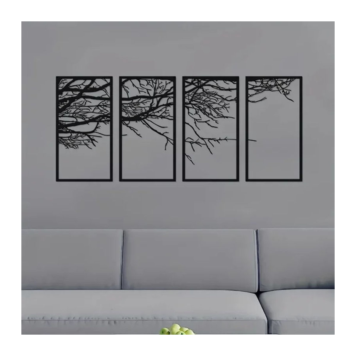 4-teiliges Wandkunst-Set Baum des Lebens aus Metall in Schwarz, minimalistische abstrakte Dekoration für Wohnzimmer und Büro von CIFBUY - Bild 1