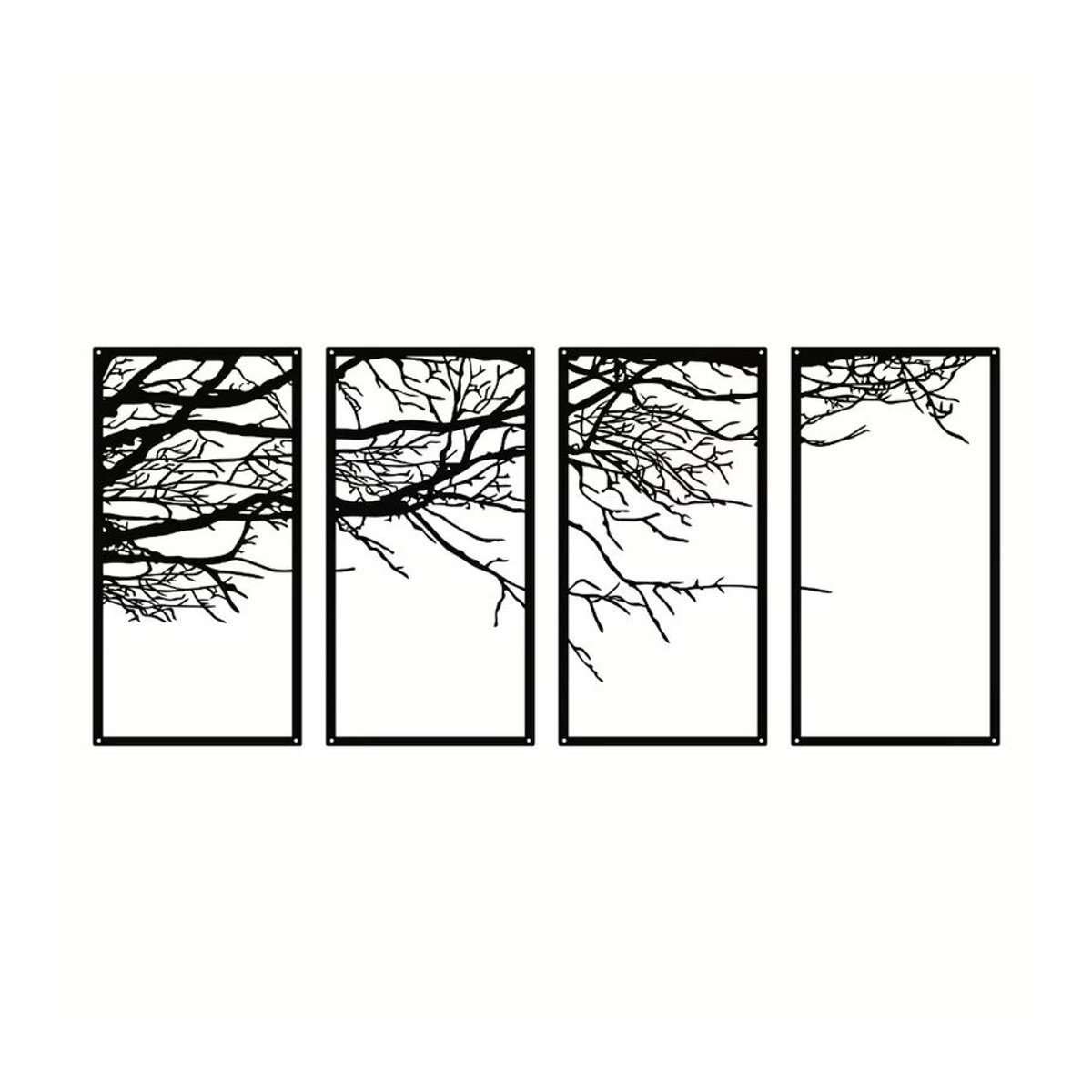 4-teiliges Wandkunst-Set Baum des Lebens aus Metall in Schwarz, minimalistische abstrakte Dekoration für Wohnzimmer und Büro von CIFBUY - Bild 3