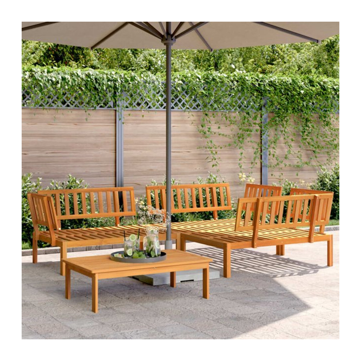 4-tlg. Garten-Sofagarnitur aus Massivholz Akazie in Braun von vidaxl - Bild 1