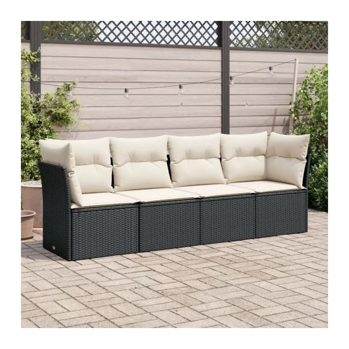 4-tlg. Garten-Sofagarnitur aus Poly-Rattan mit Kissen in Schwarz und Beige von vidaxl - Bild 1