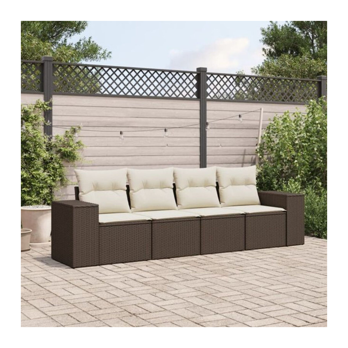 4-tlg. Garten-Sofagarnitur aus Polyrattan mit Kissen in Braun von Vidaxl - Bild 1