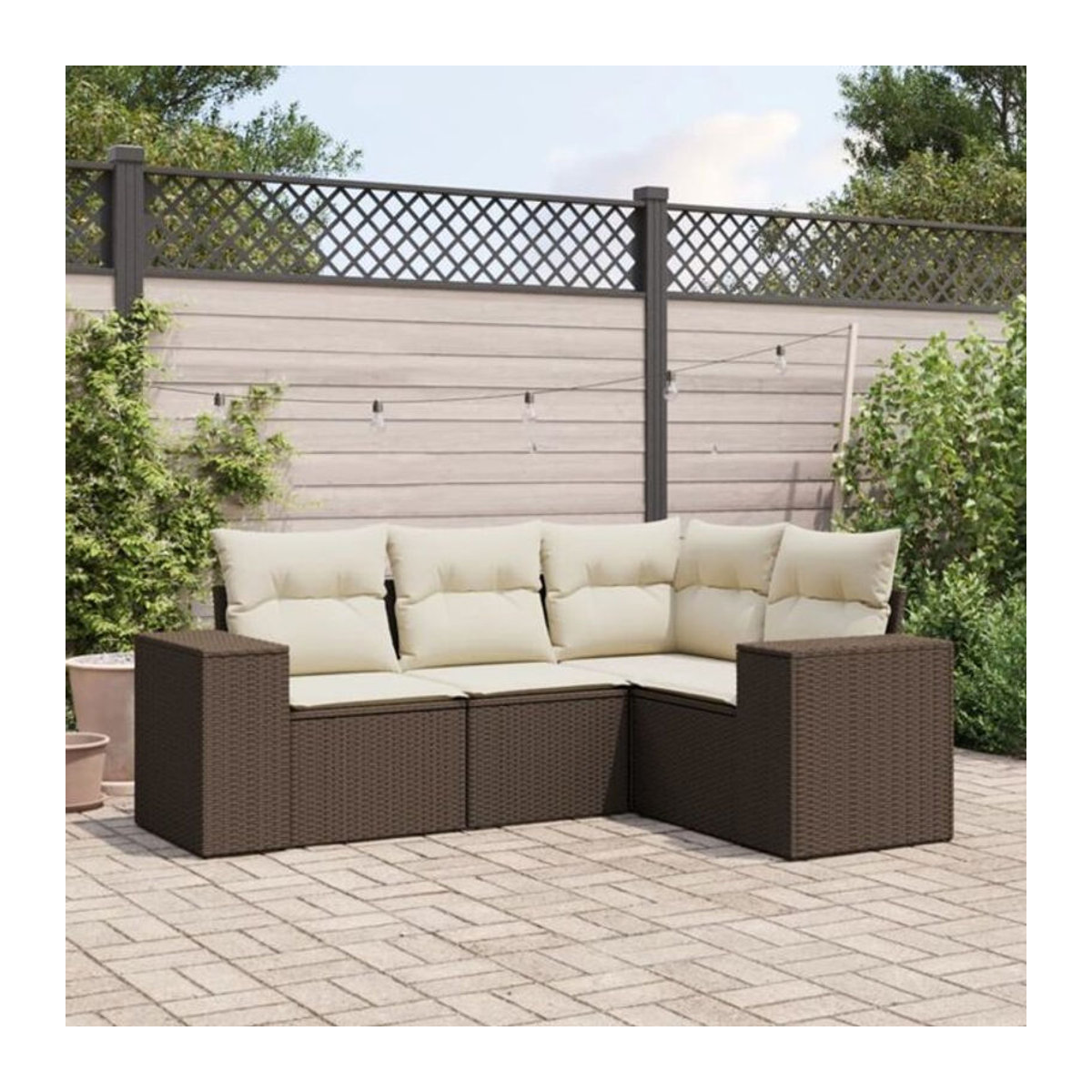 4-tlg. Garten-Sofagarnitur aus Polyrattan mit Kissen in Braun von Vidaxl - Bild 1