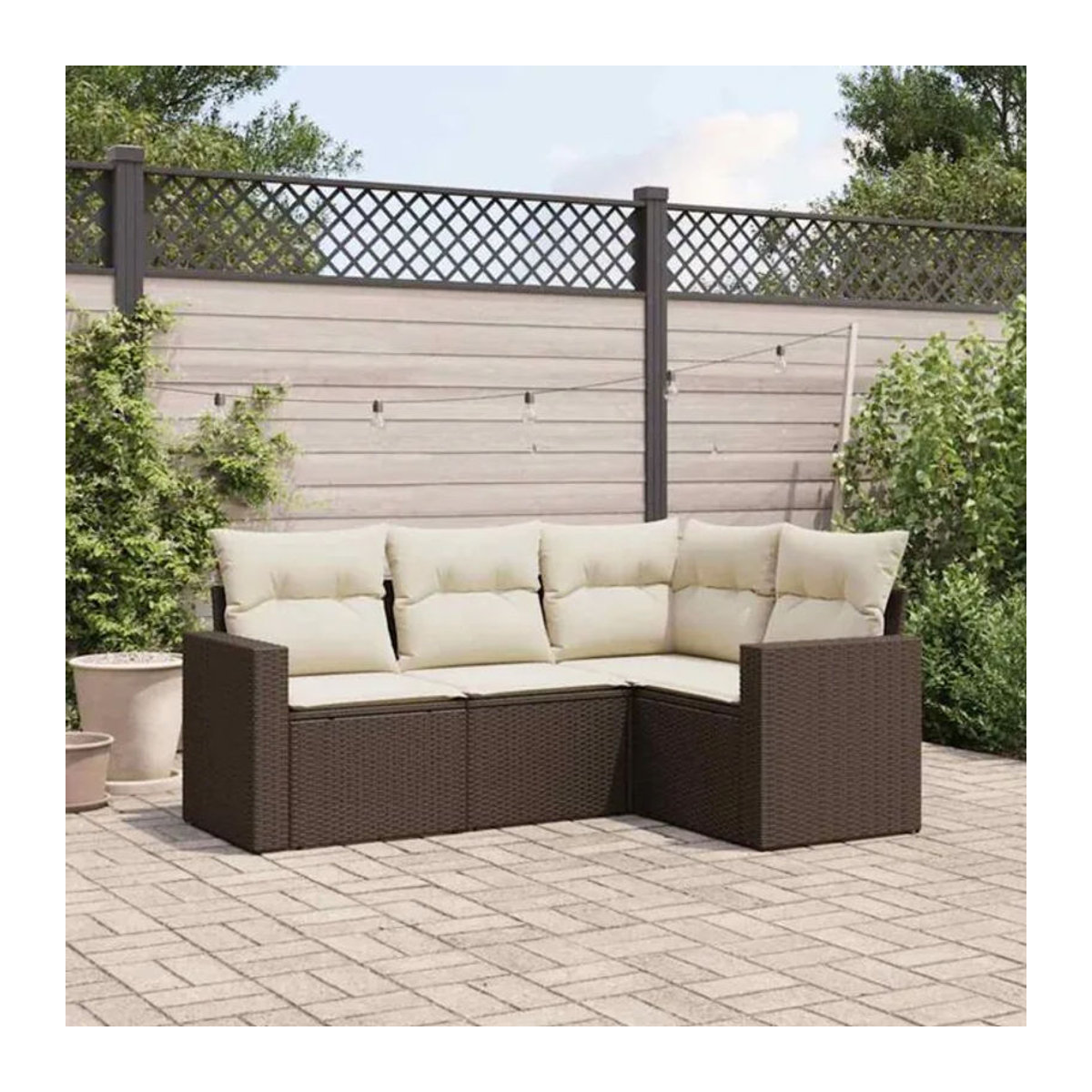 4-tlg. Garten-Sofagarnitur aus Polyrattan und Stahl mit Kissen in Braun von Vidaxl - Bild 1