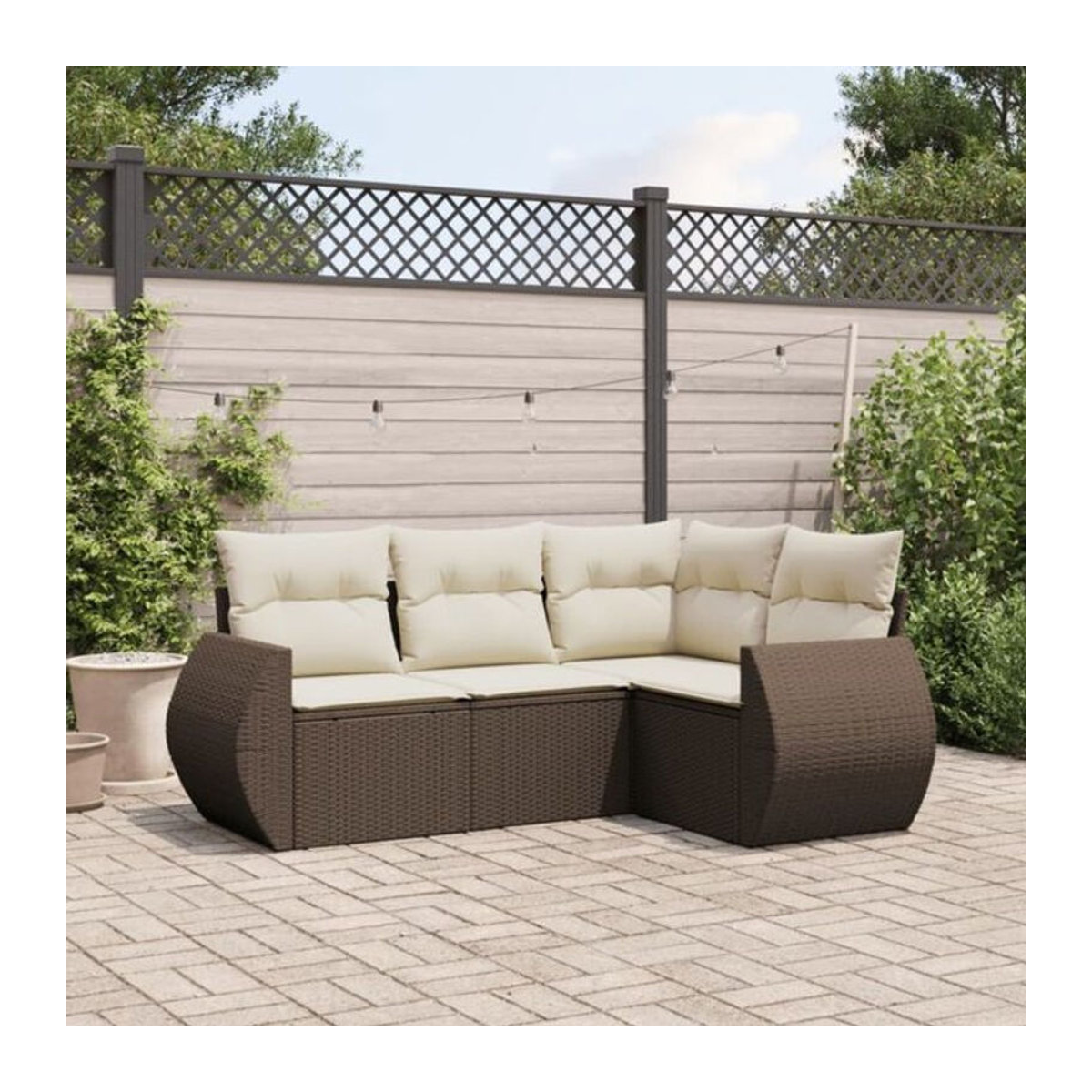 4-tlg. Garten-Sofagarnitur mit Kissen aus Polyrattan in Braun von vidaxl - Bild 1