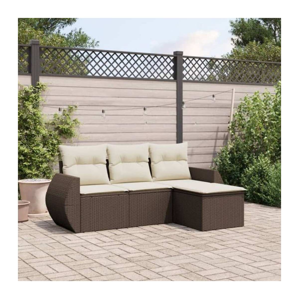 4-tlg. Garten-Sofagarnitur mit Kissen aus Polyrattan in Braun von vidaxl - Bild 1
