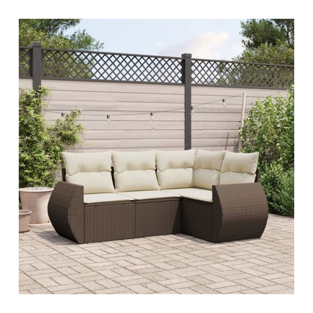 4-tlg. Garten-Sofagarnitur mit Kissen aus Polyrattan in Braun von Vidaxl - Bild 1