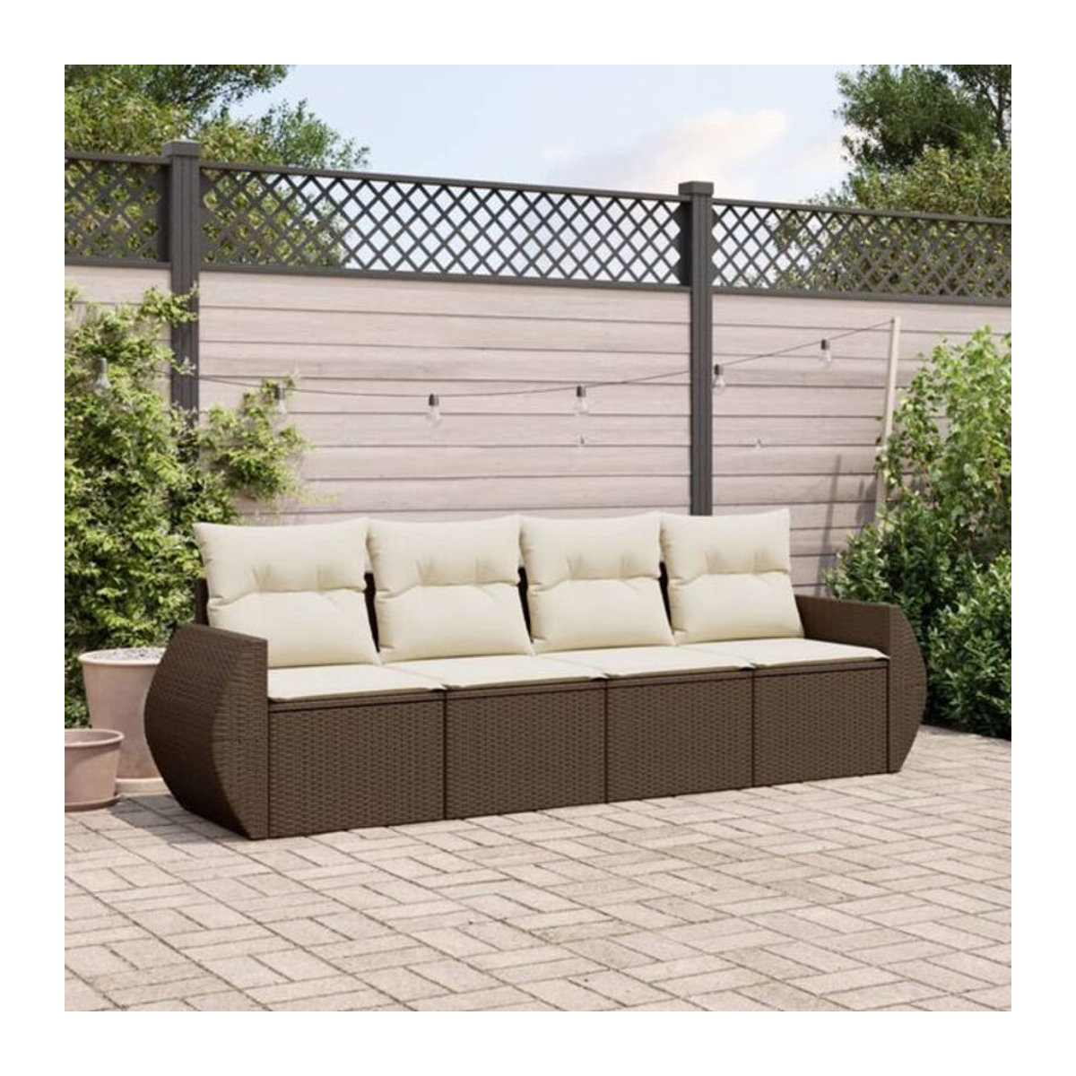4-tlg. Garten-Sofagarnitur mit Kissen aus Polyrattan in Braun von Vidaxl - Bild 1