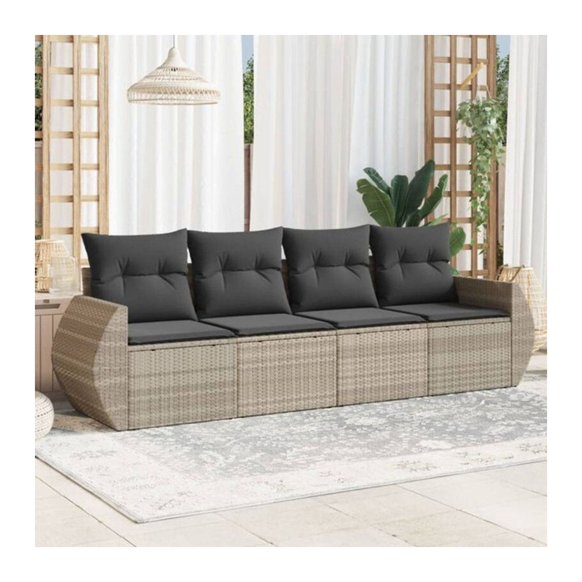 4-tlg. Garten-Sofagarnitur mit Kissen aus Polyrattan in Grau von vidaxl - Bild 1