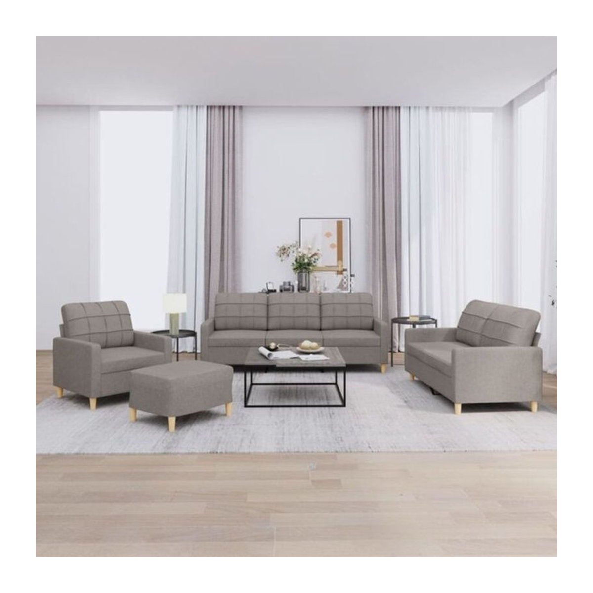4-tlg. moderne Sofagarnitur mit Kissen in Taupe meliert von vidaxl - Bild 1