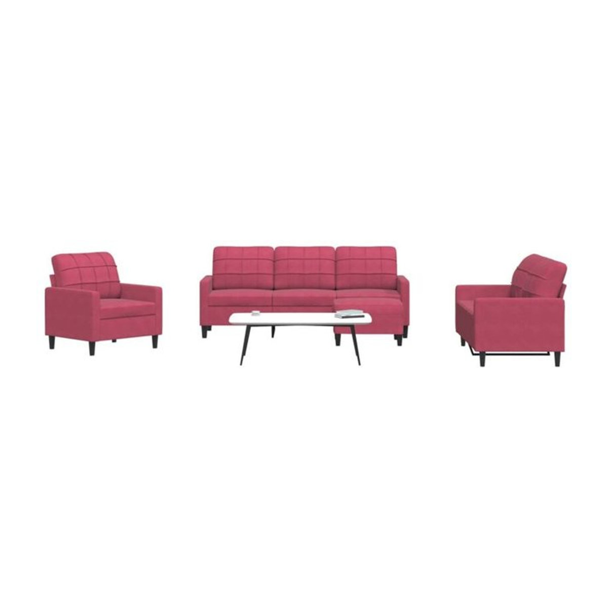 4-tlg. Sofagarnitur aus Samt mit Kissen in Rot von Vidaxl im modernen Design - Bild 1