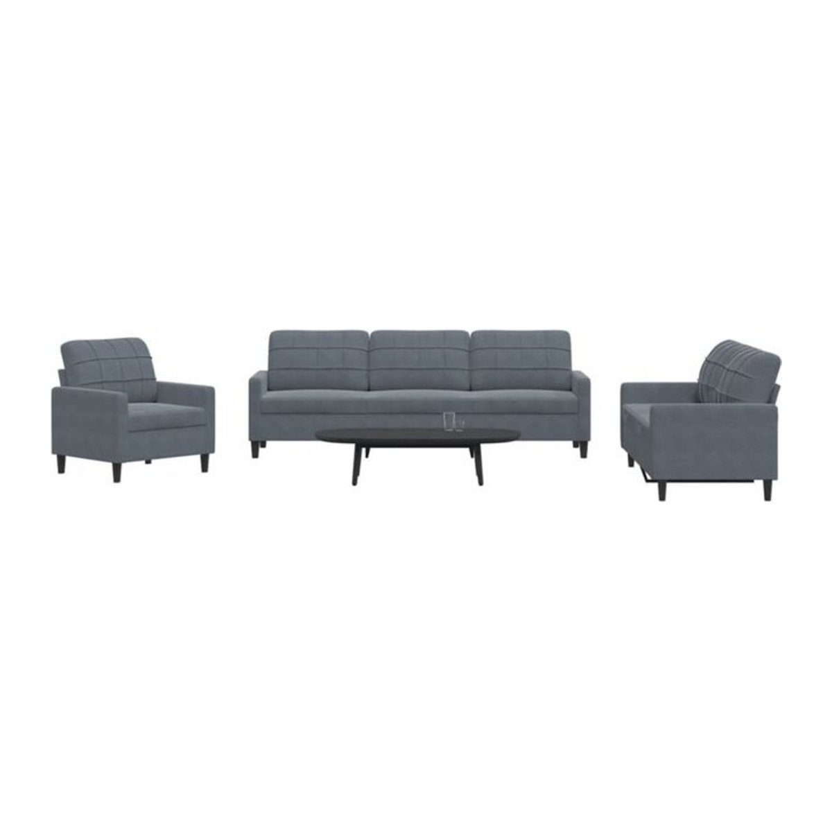 4-tlg. Sofagarnitur mit Kissen aus Samt in Anthrazit von Vidaxl im modernen Design - Bild 1