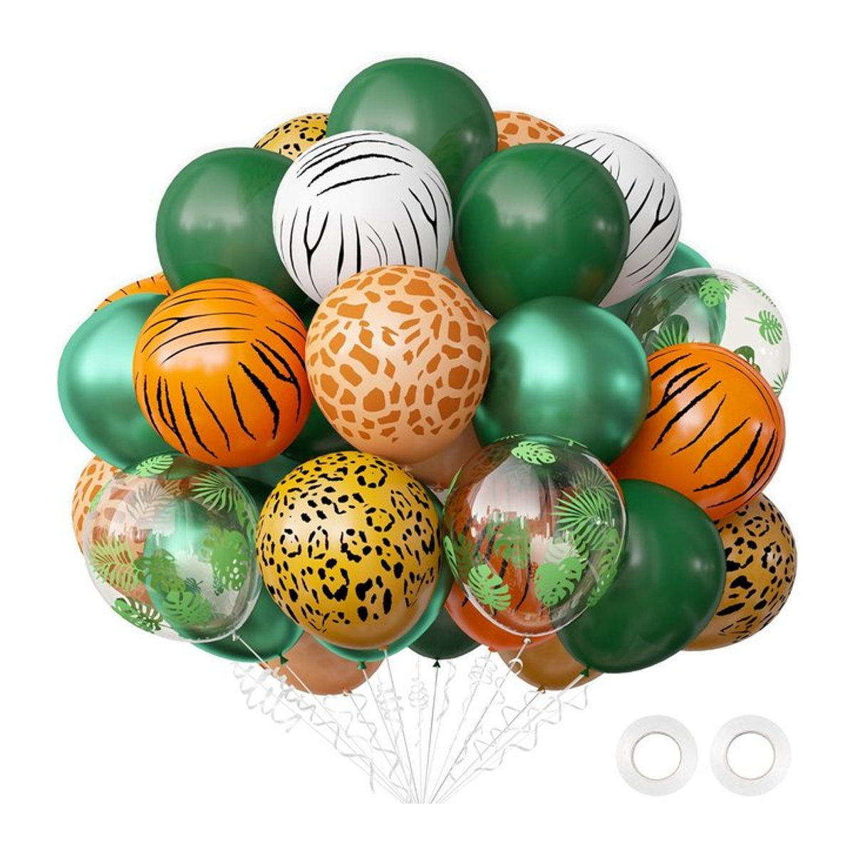 40 Stück Luftballons mit Dschungel-Safari-Tiermuster von CJMYCW in Grün und Mehrfarbig aus Kunststoff für Kindergeburtstage und Babypartys - Bild 1