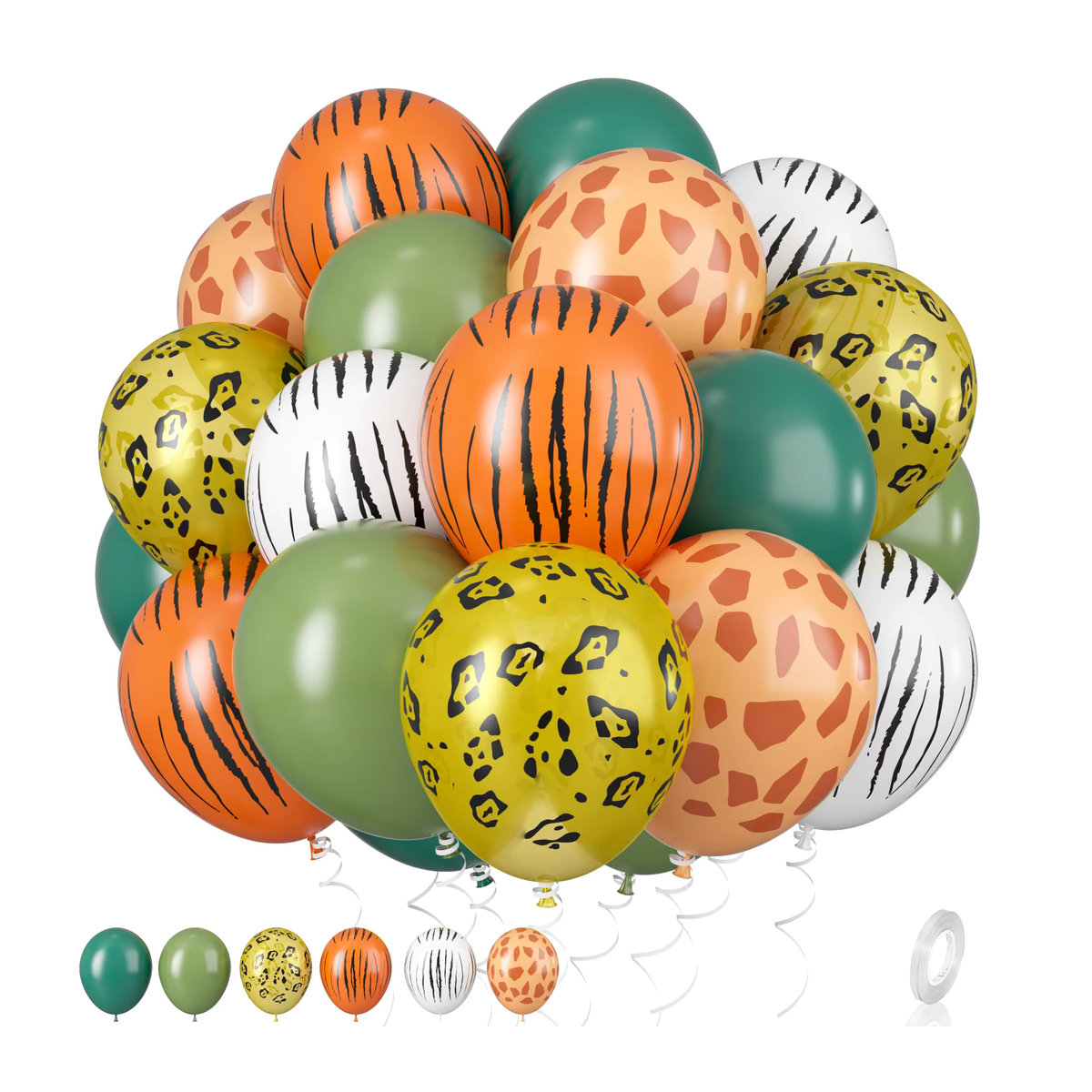 40 Stück Luftballons mit Dschungel-Safari-Tiermuster von CJMYCW in Grün und Mehrfarbig aus Kunststoff für Kindergeburtstage und Babypartys - Bild 2