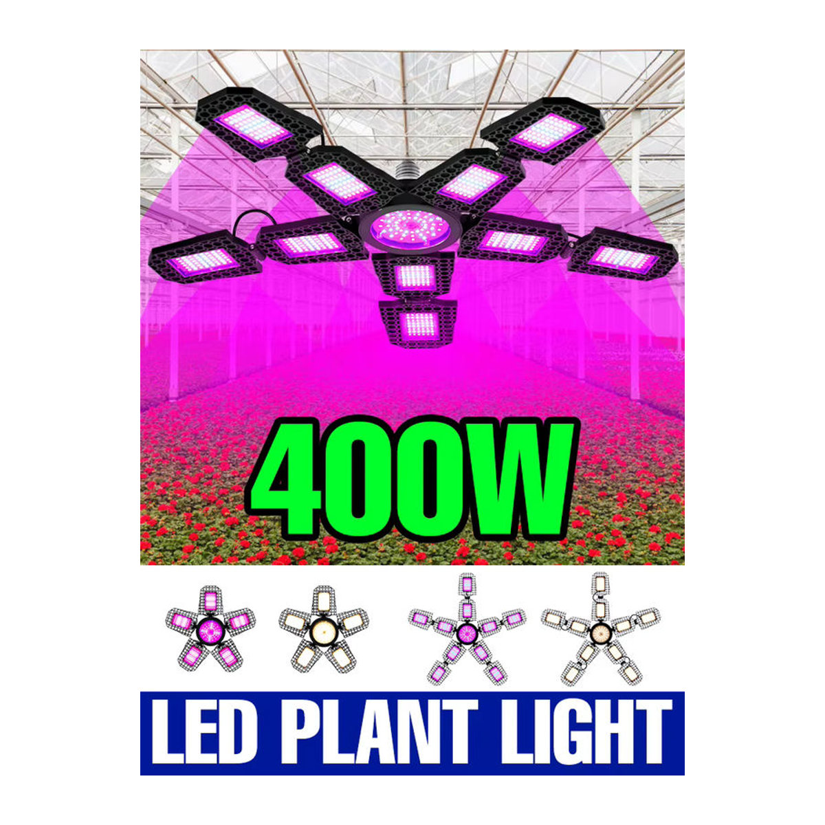 400 W Vollspektrum LED Pflanzenlampe mit E27 Fassung für Gewächshaus und Hydrokultur - Bild 5