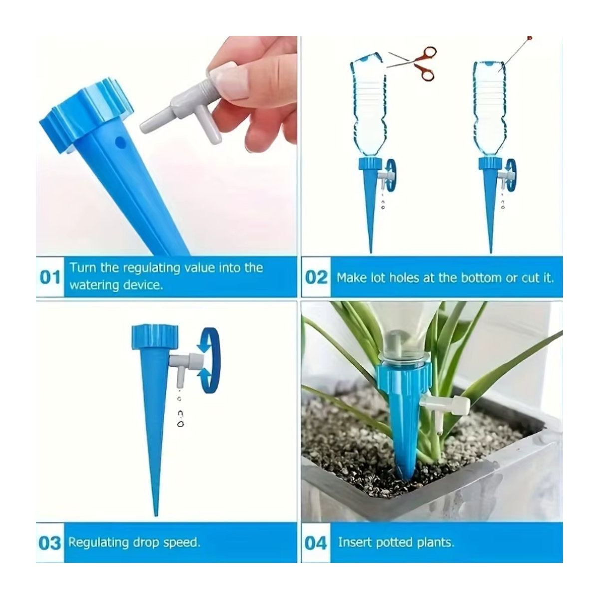40er-Pack automatische Bewässerungsstäbe mit verstellbarem Tropfsystem aus Kunststoff für Garten und Rasen in verschiedenen Farben - Bild 2