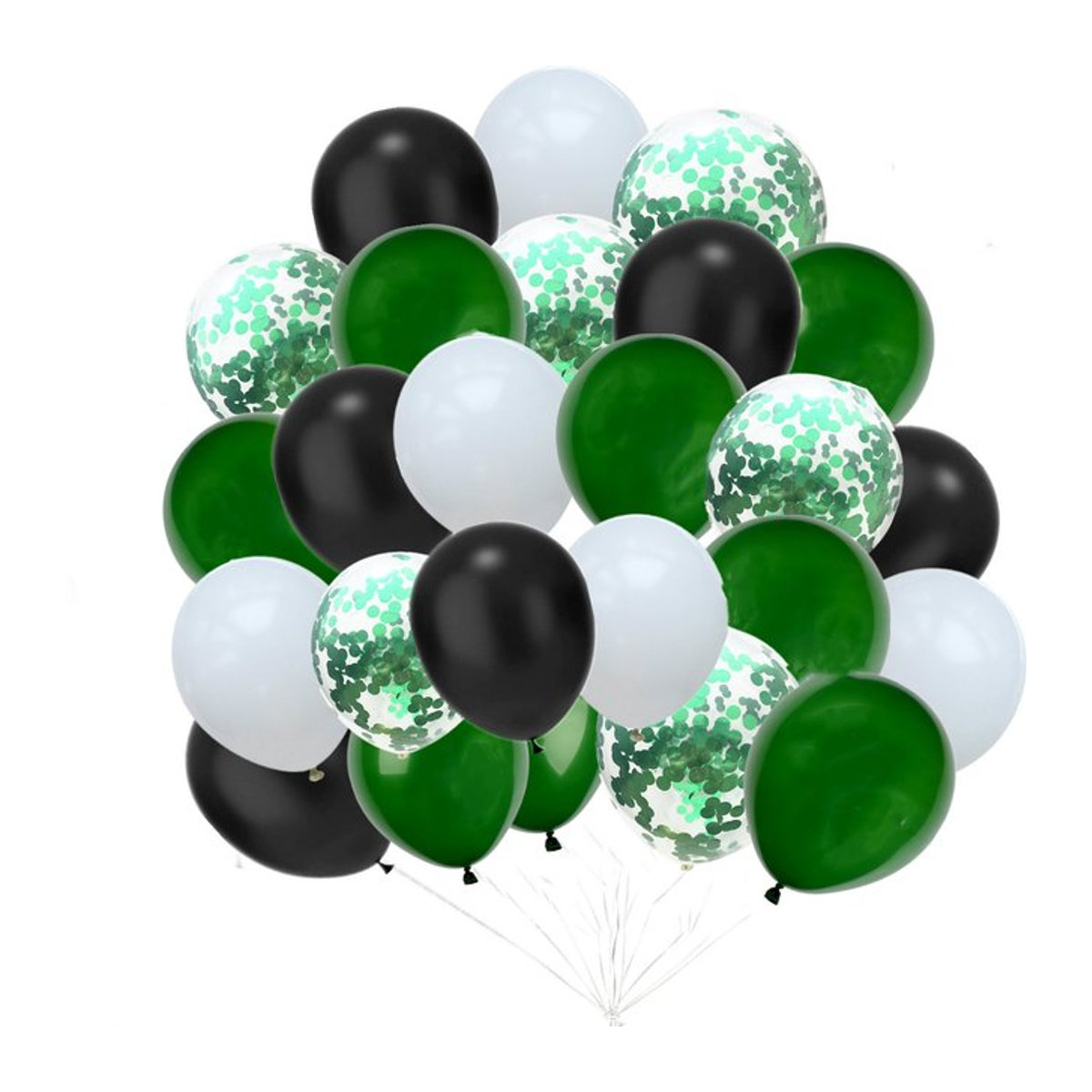 40er Set XHLFCJ Luftballons mit Konfetti in Grün, Schwarz und Weiß für Geburtstag, Baby Shower oder Abschlussfeier im Football-Design - Bild 1