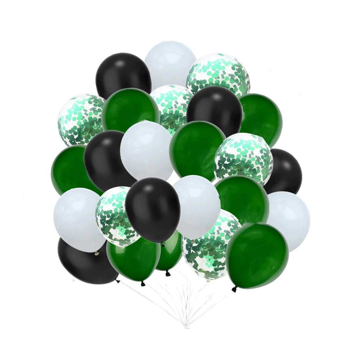 40er Set XHLFCJ Luftballons mit Konfetti in Grün, Schwarz und Weiß für Geburtstag, Baby Shower oder Abschlussfeier im Football-Design - Bild 4